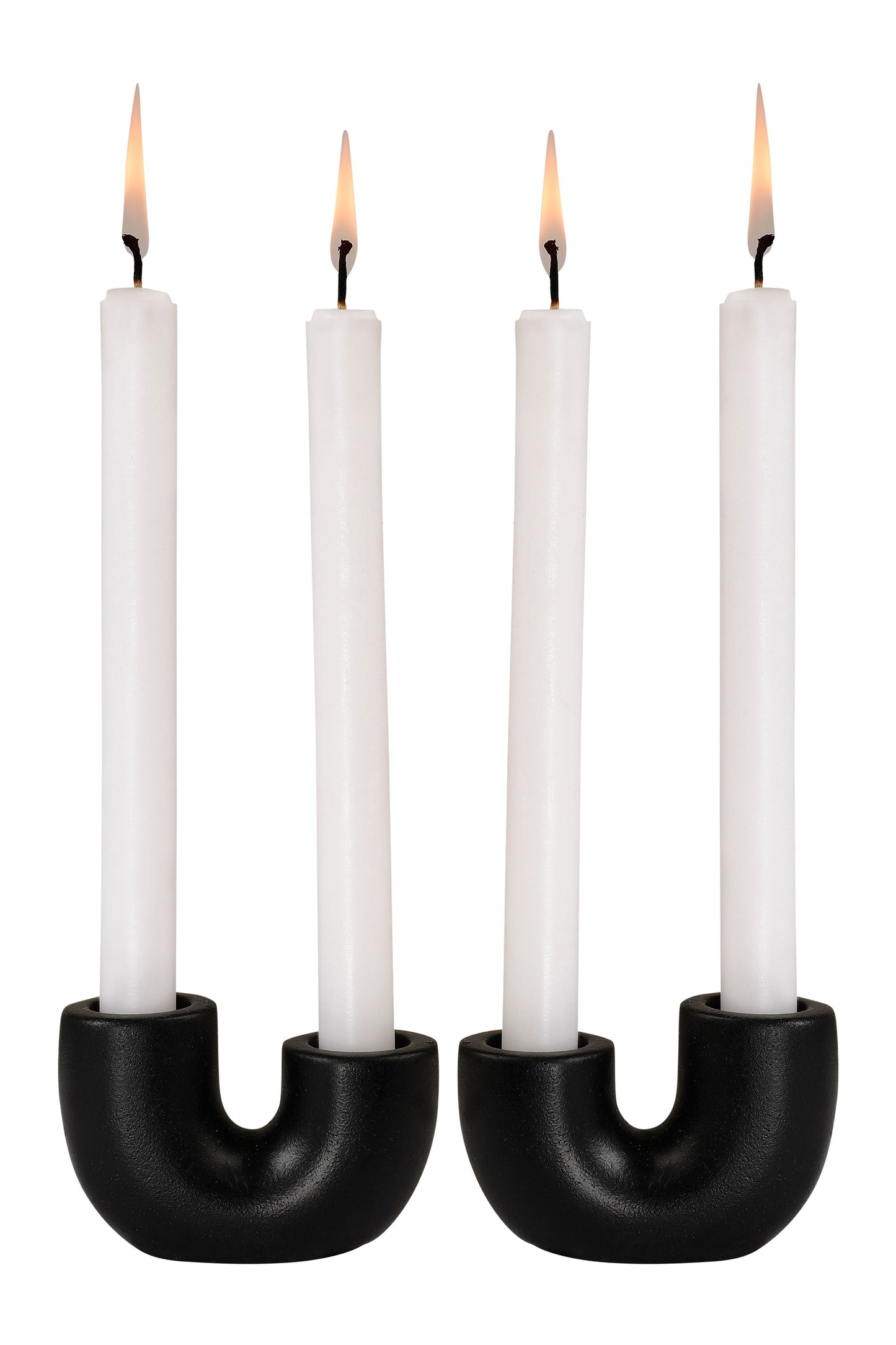Nordic Style U Shaped Concrete Candle holder- Black, 2x2.5 Inch (Set of 2)