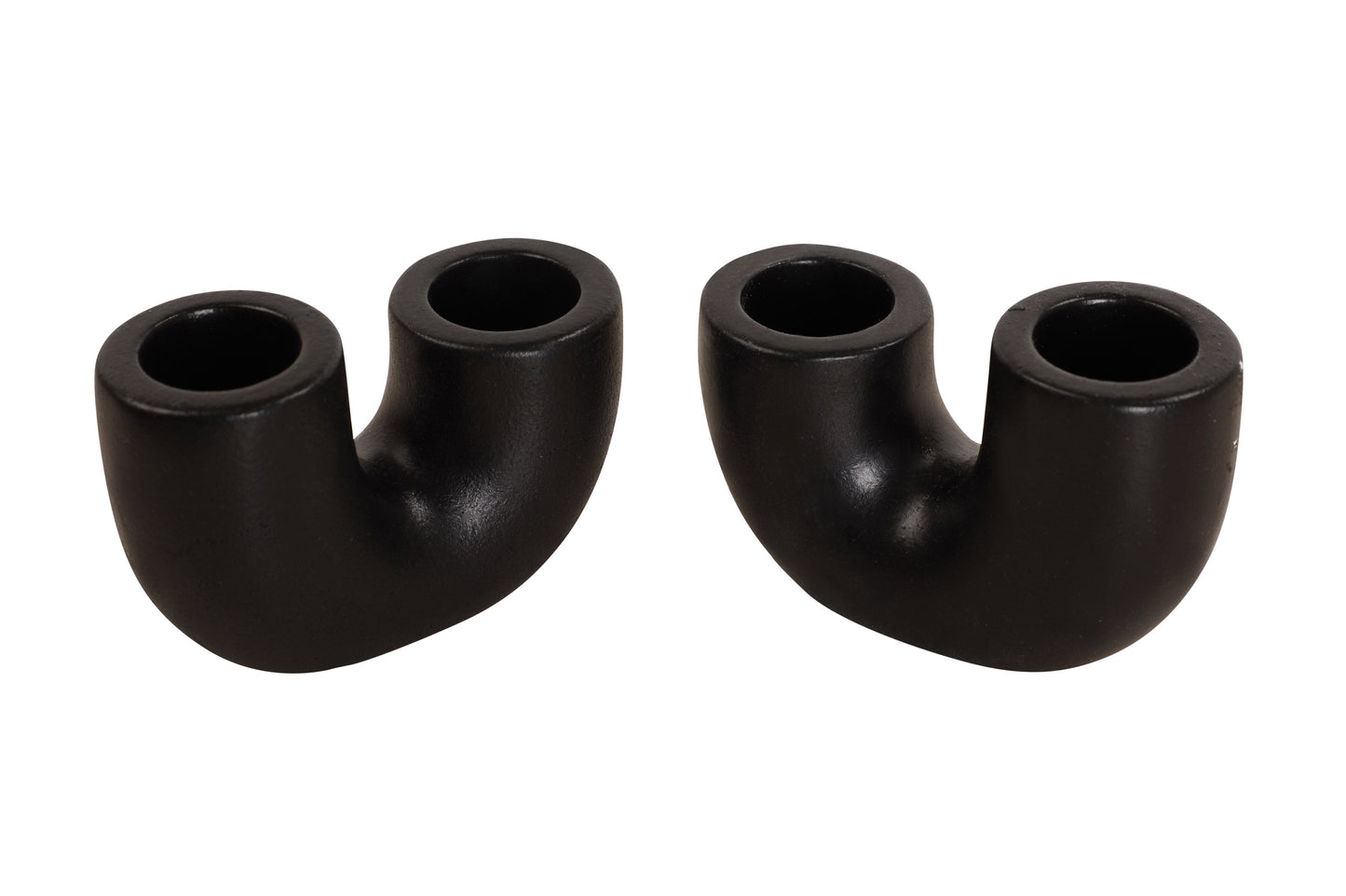 Nordic Style U Shaped Concrete Candle holder- Black, 2x2.5 Inch (Set of 2)