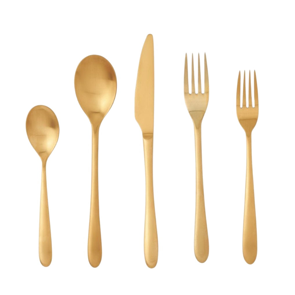 CAROLINE FLATWARE, BRUSHED GOLD