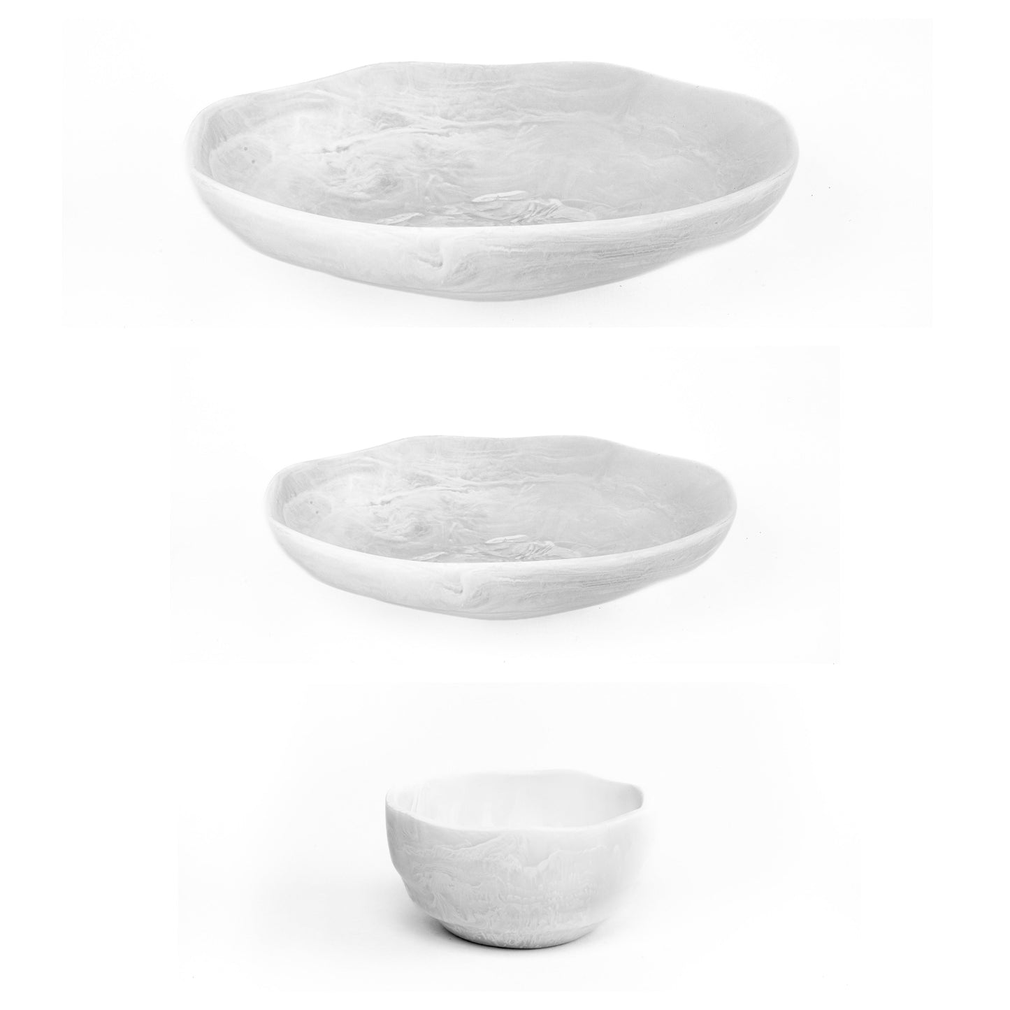 Wavy set large, medium, small - white swirl