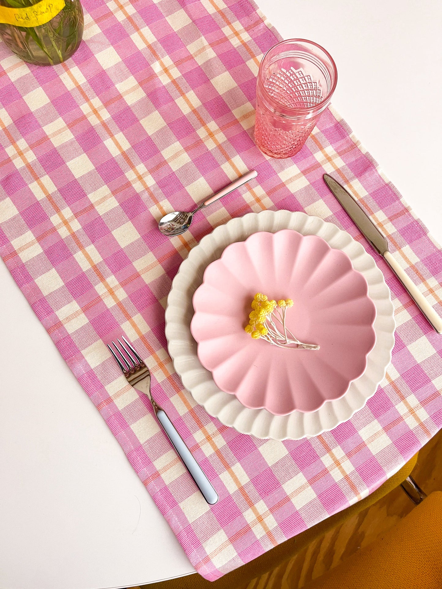 Abigail Plaid Runner in Bubblegum and Peach