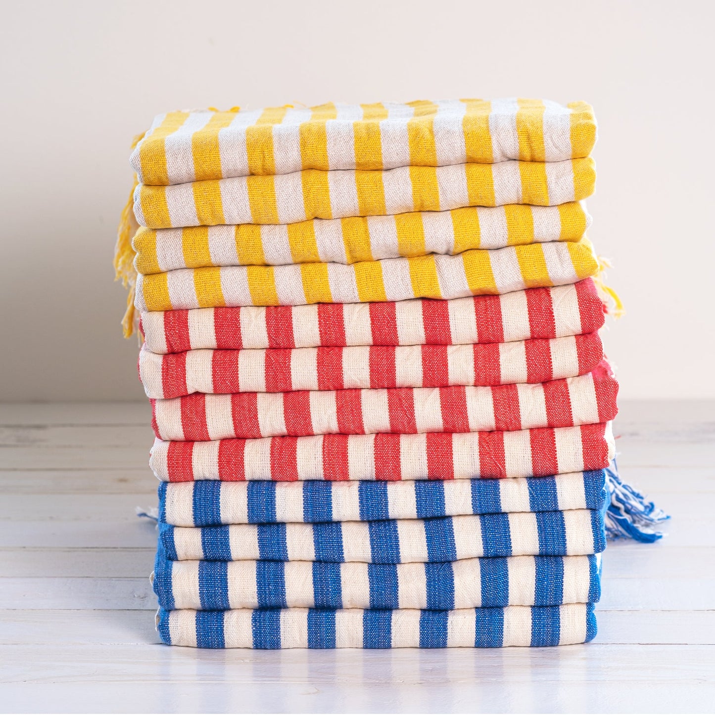 Darling Spring-Coral Stripe Turkish Towel -Folded -Red and White stripes