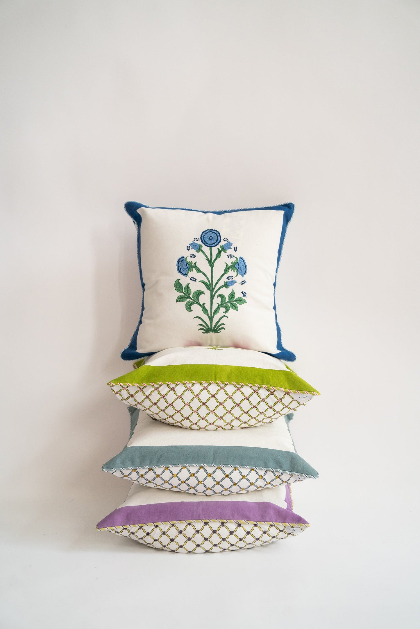 Cobalt Botanical Study Blockprint Pillow