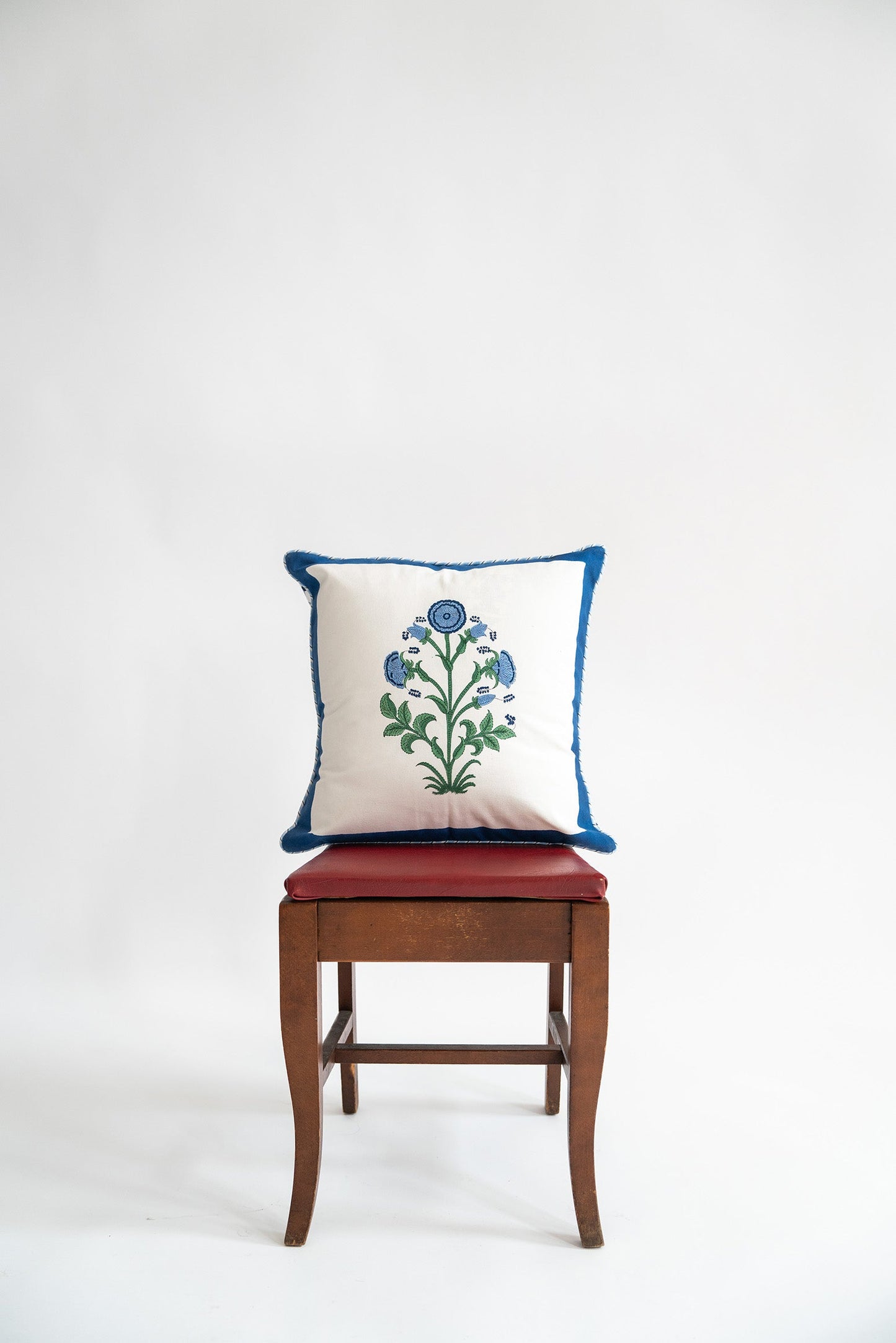 Cobalt Botanical Study Blockprint Pillow
