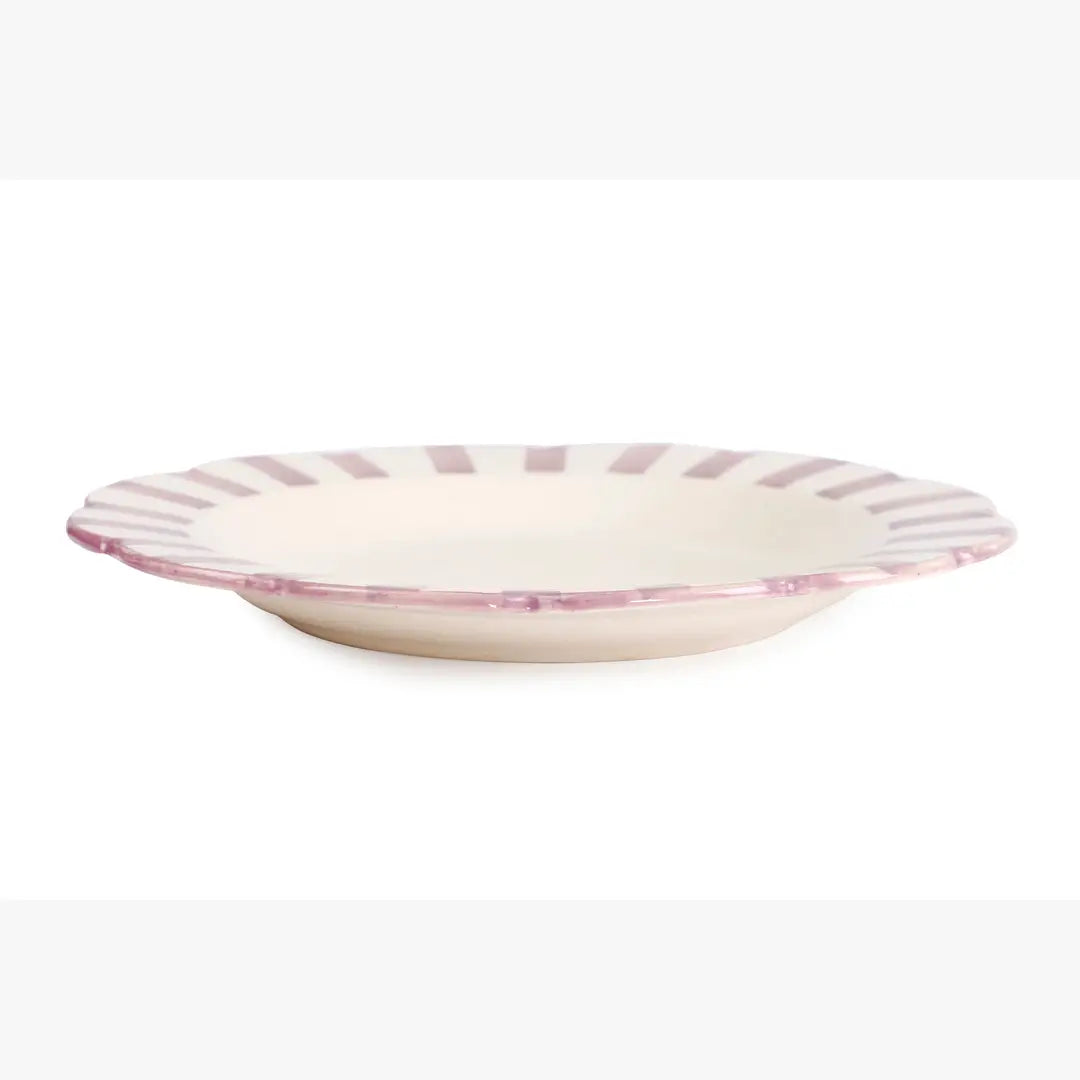 Ceramic Stripe Dinner Plate, Purple - 10 x 10 x 1.25 Inches