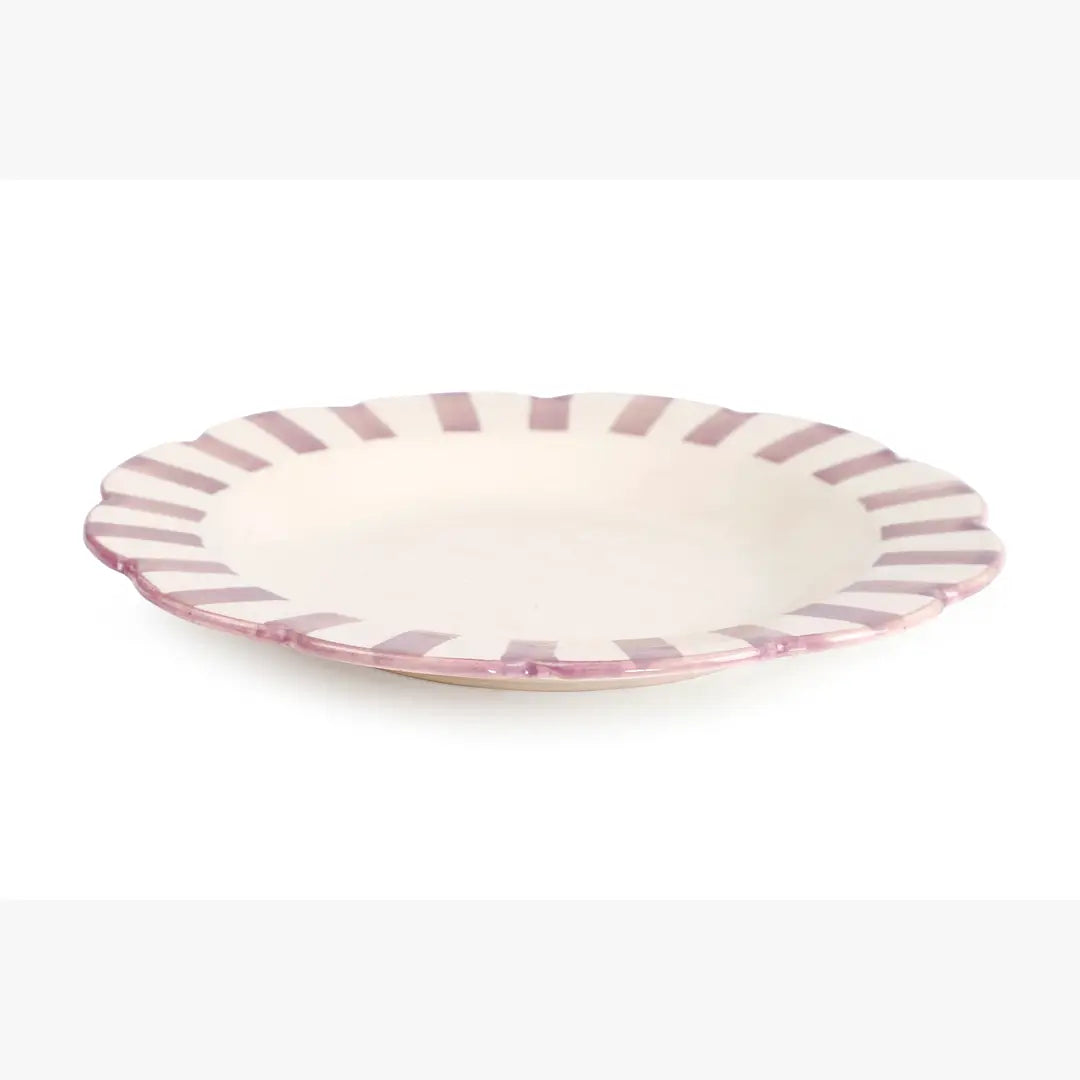 Ceramic Stripe Dinner Plate, Purple - 10 x 10 x 1.25 Inches