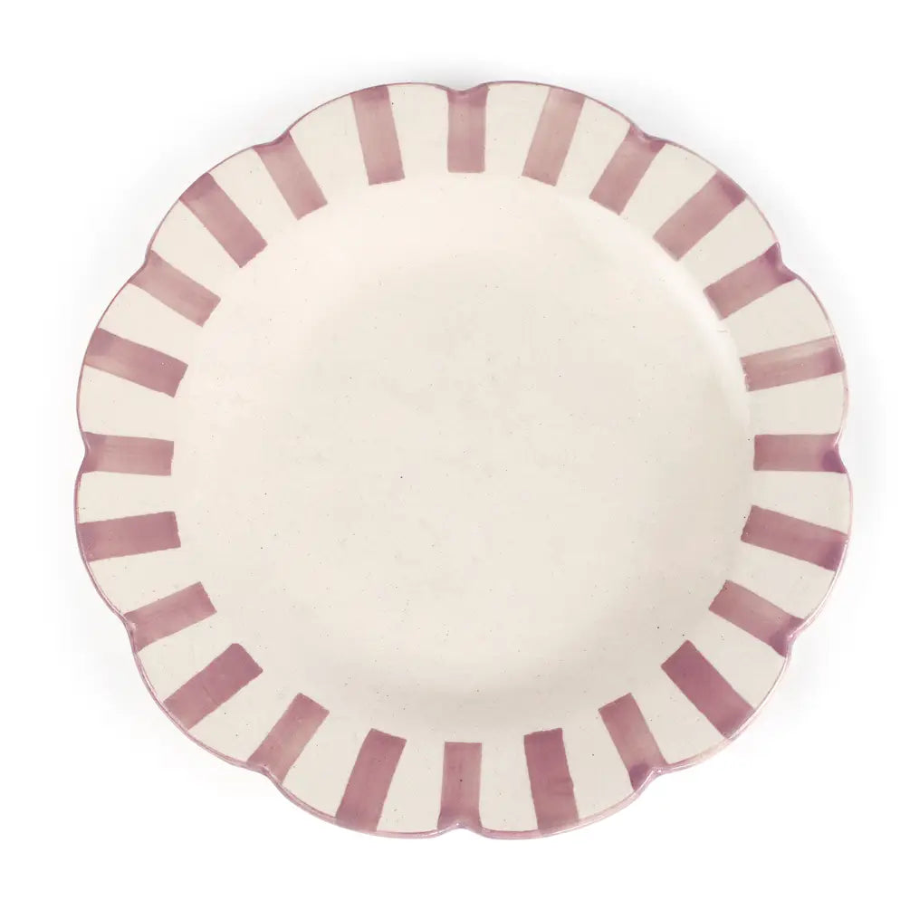 Ceramic Stripe Dinner Plate, Purple - 10 x 10 x 1.25 Inches