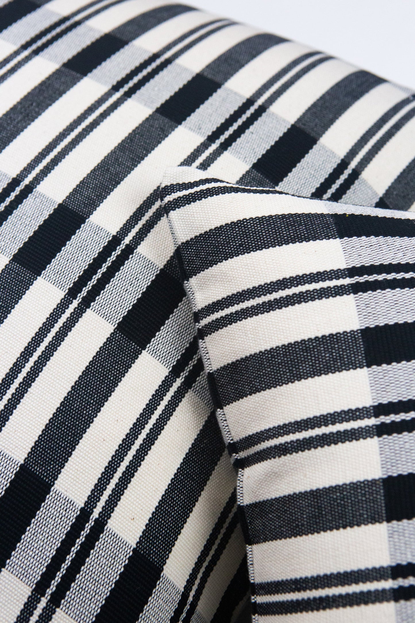 Cecilia Black and Ivory Striped Plaid Pillow