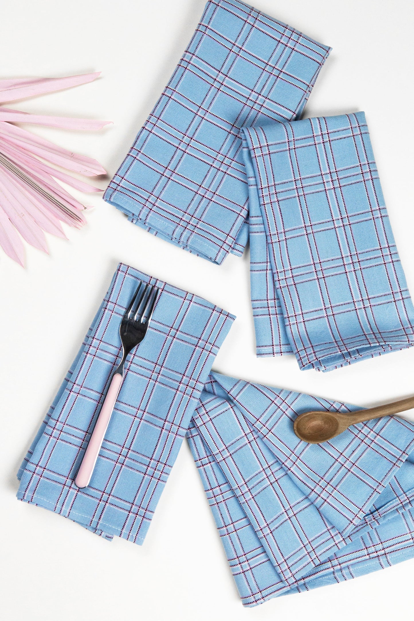 Chiapas Plaid Light Blue Napkins