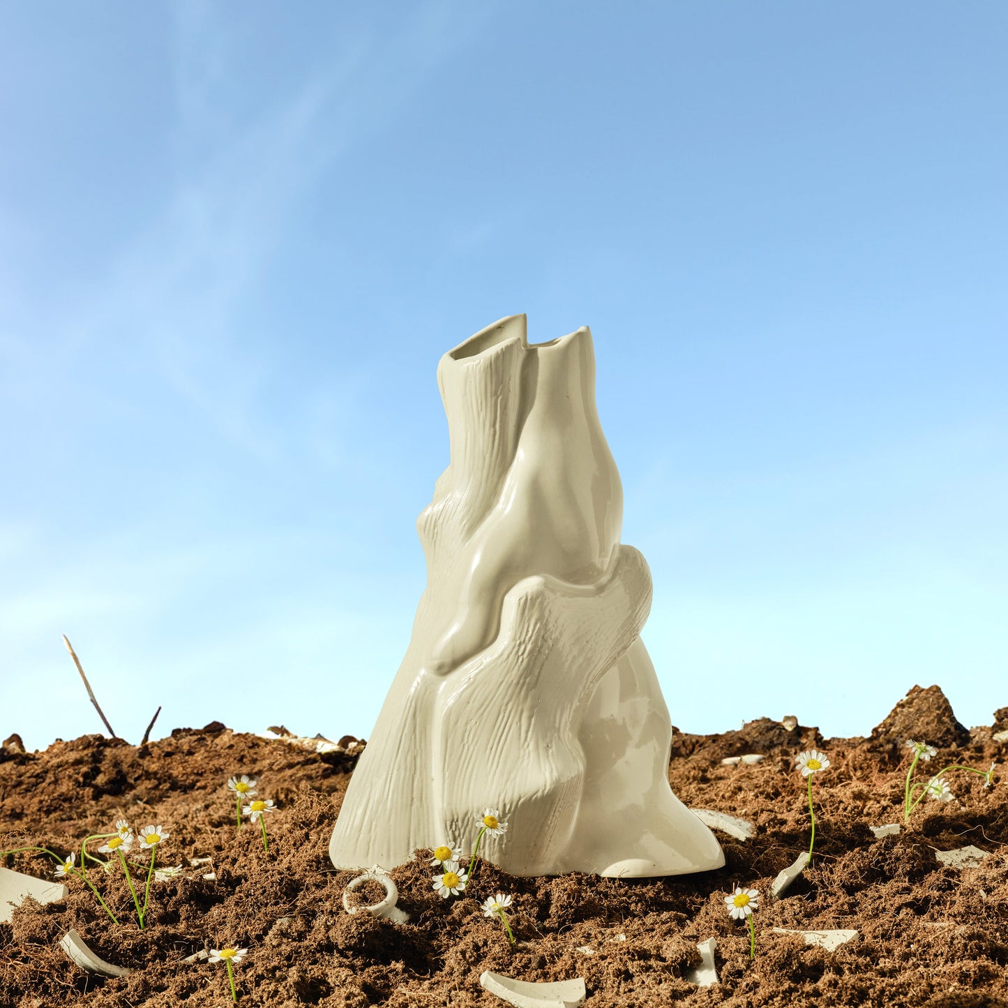 Embracing Unity Recycled Ceramics Vase Beige