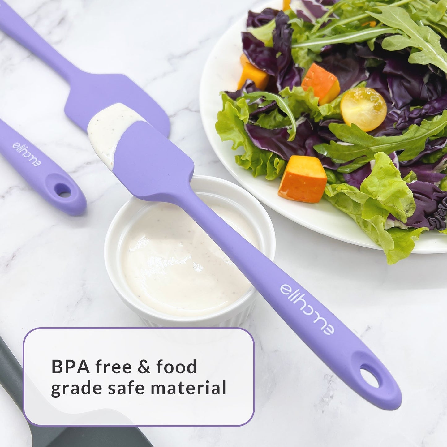 3 Piece Silicone Spatula Set - Purple
