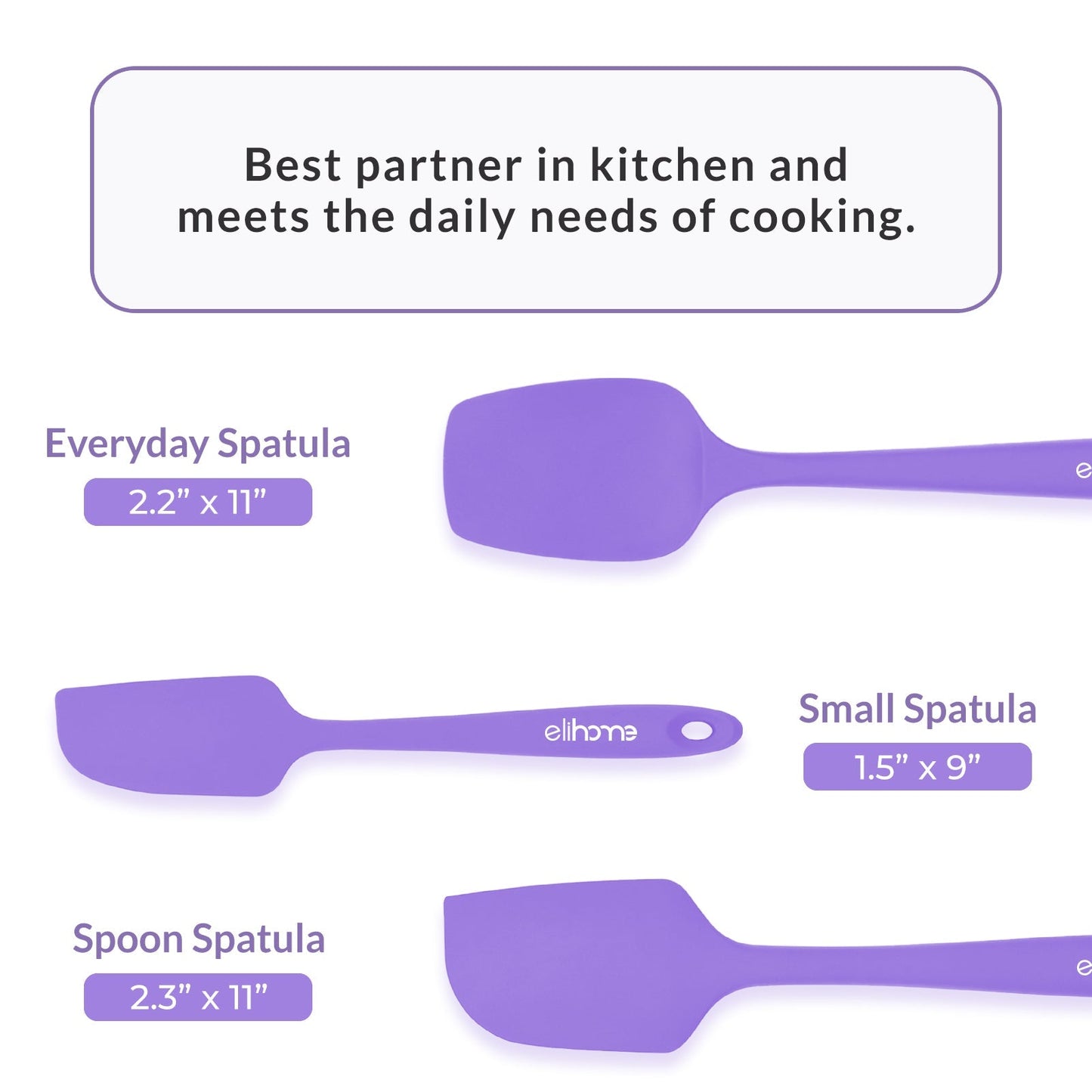 3 Piece Silicone Spatula Set - Purple
