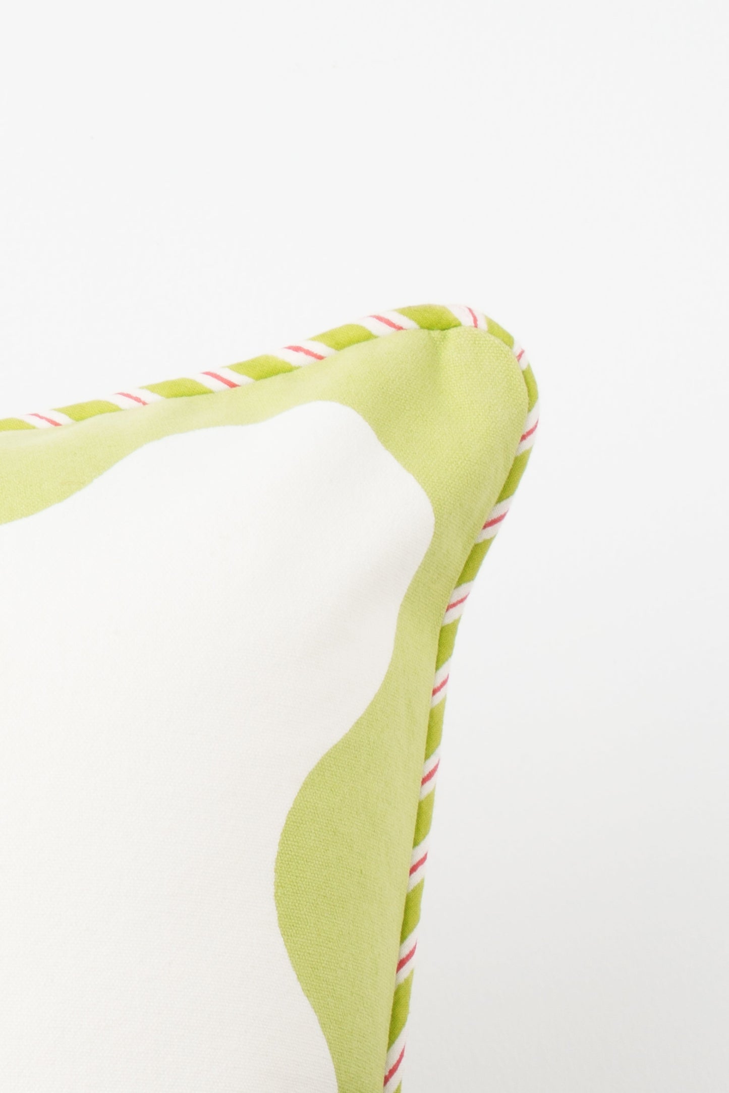 Green Scallop Flora Blockprint Pillow