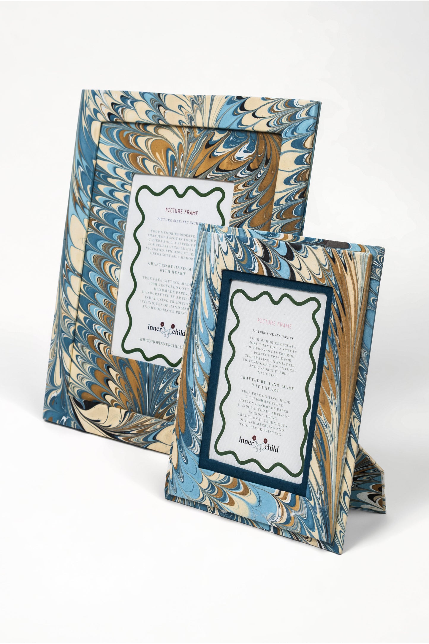 Hand-Marbled Large Wall Picture Frame in Nila Feathers, 5x7