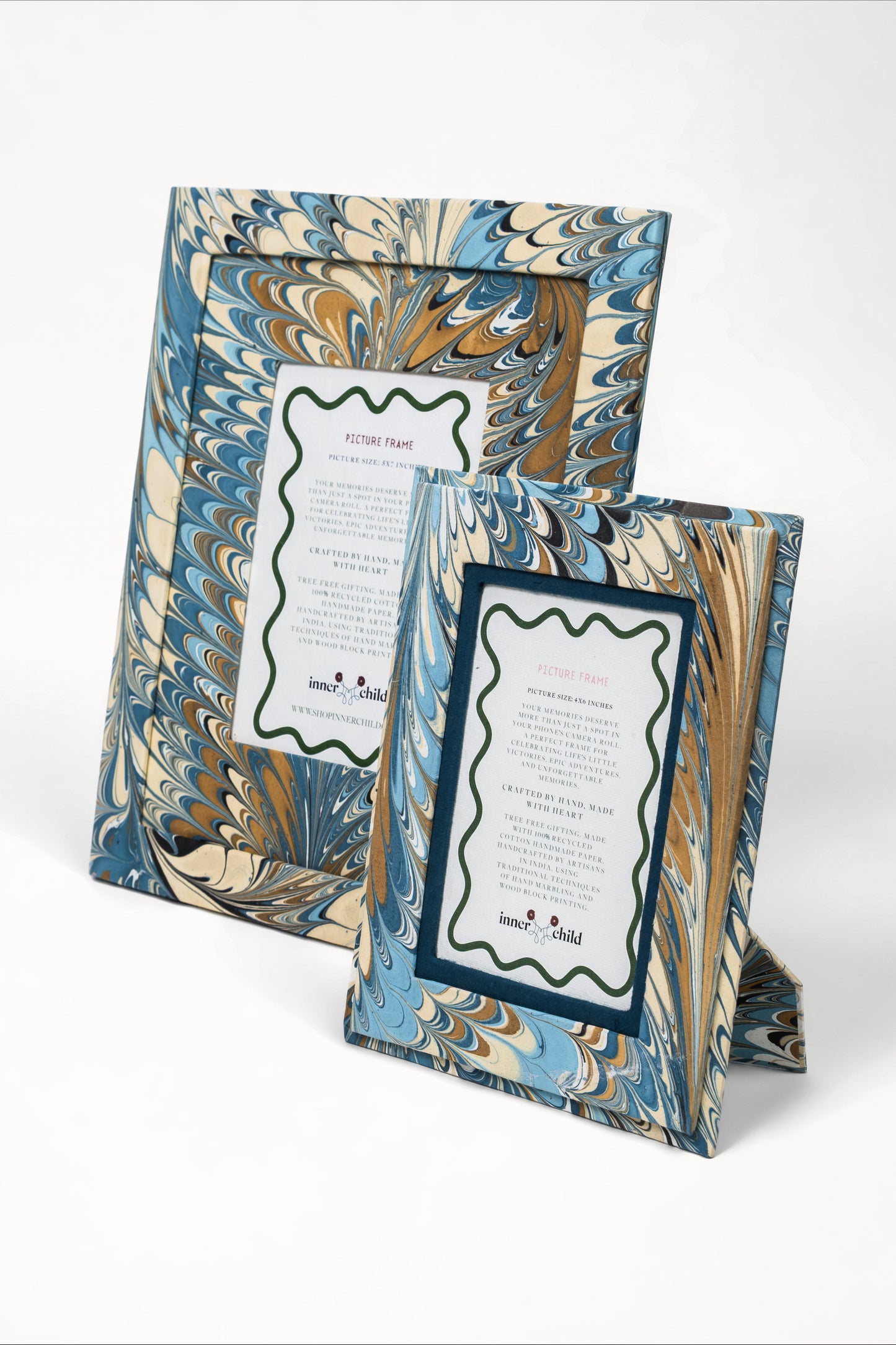 Hand-Marbled Picture Frame in Nila Feathers, 4x6