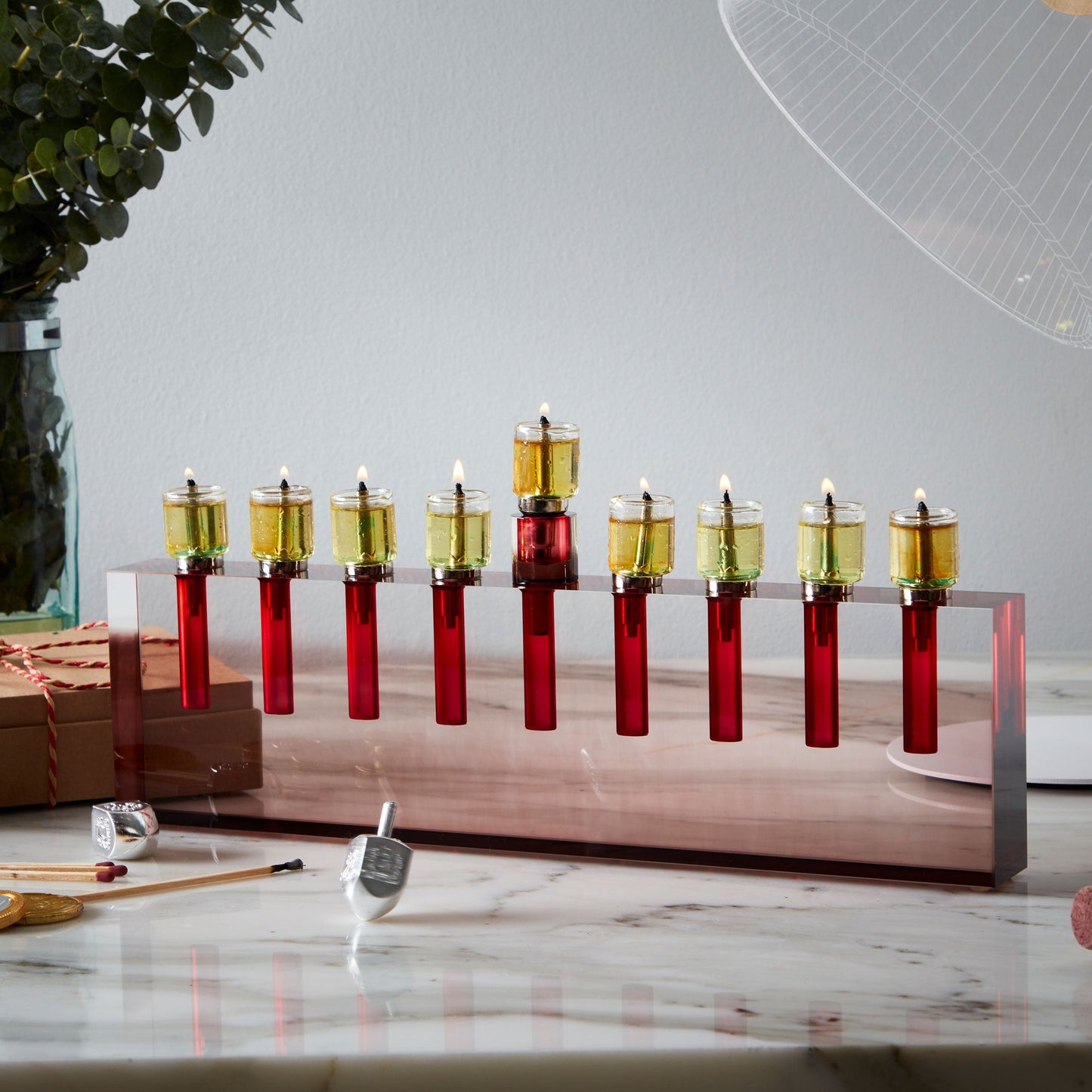 Oil Menorah Burgundy