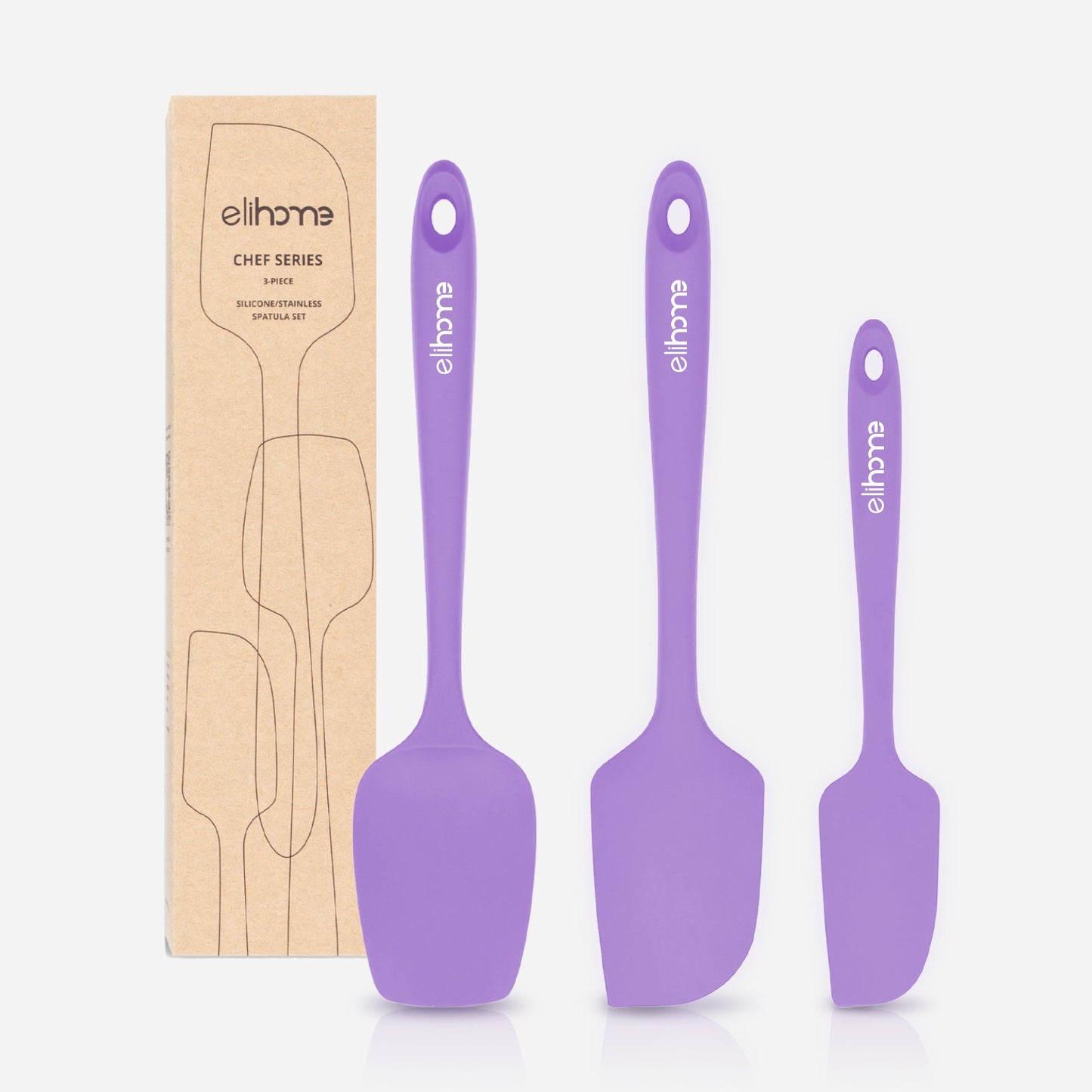 3 Piece Silicone Spatula Set - Purple