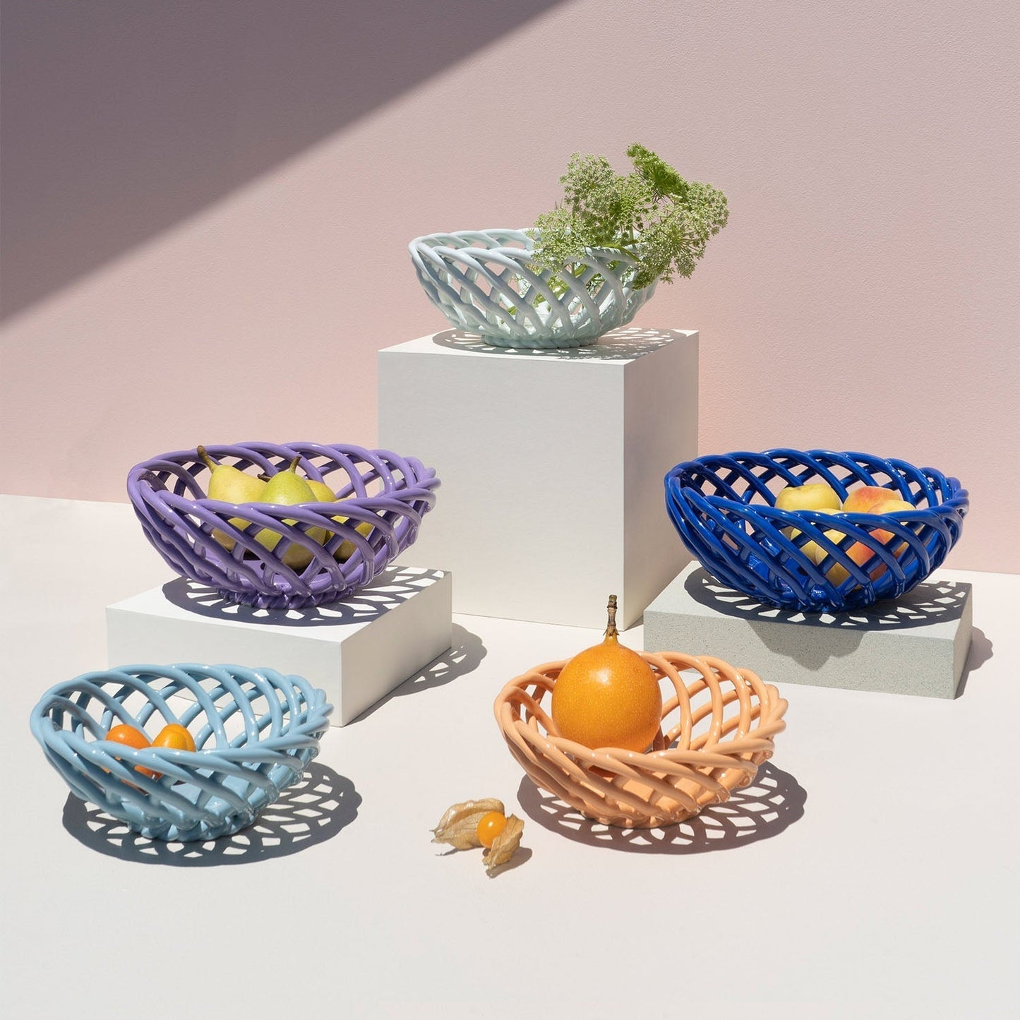 OCTAEVO Sicilia Ceramic Basket Small - Light Blue