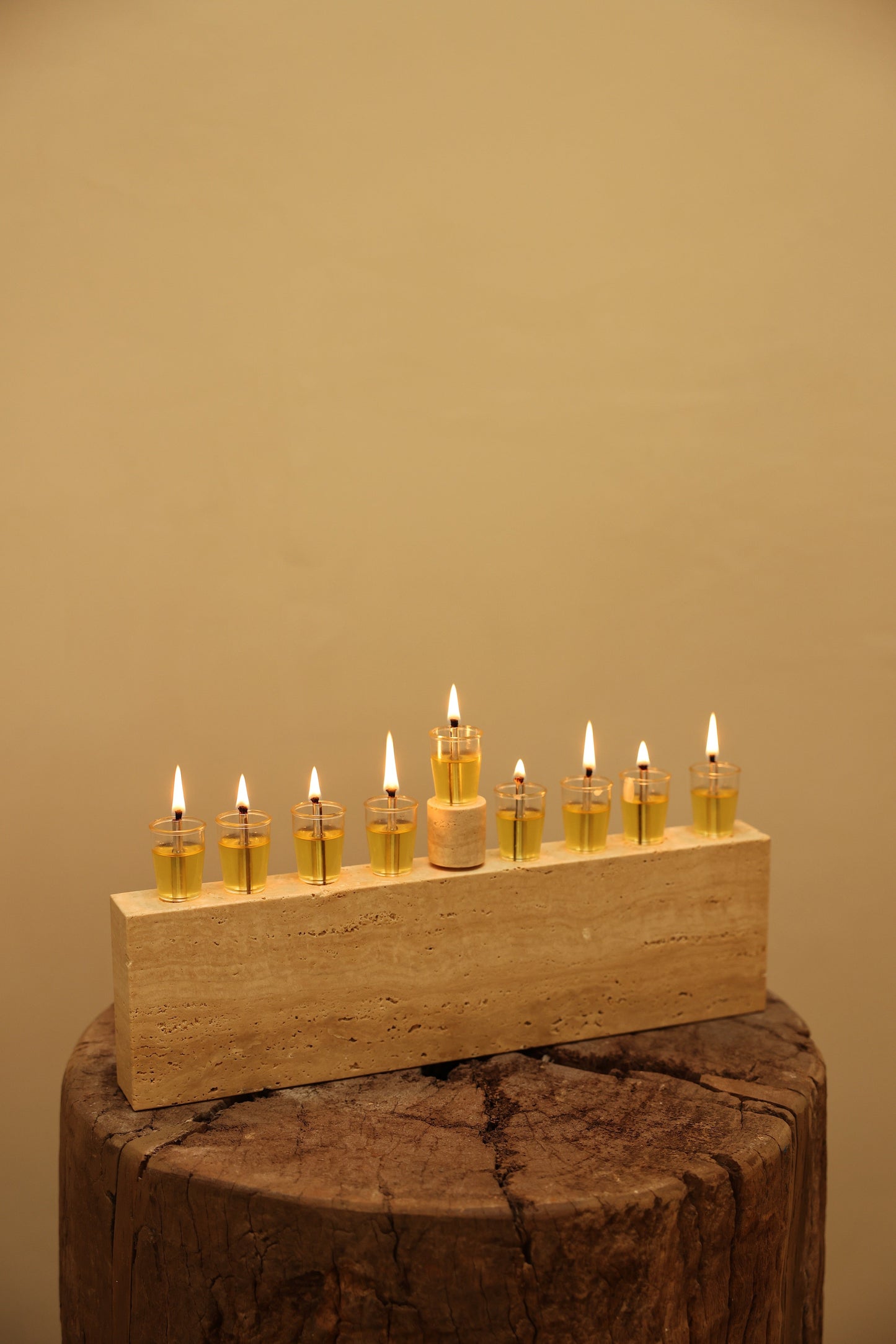 Travertine Oil Menorah