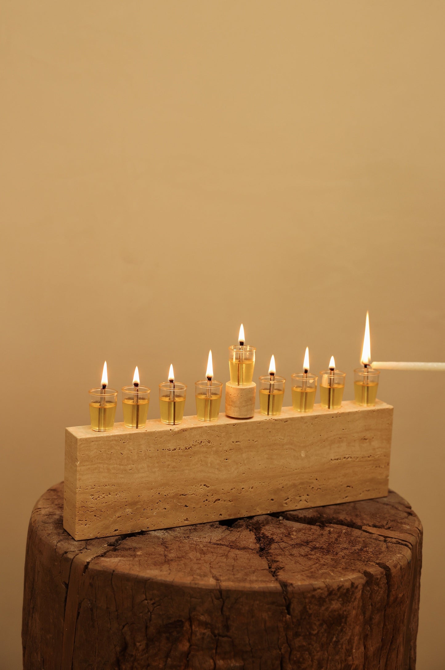 Travertine Oil Menorah