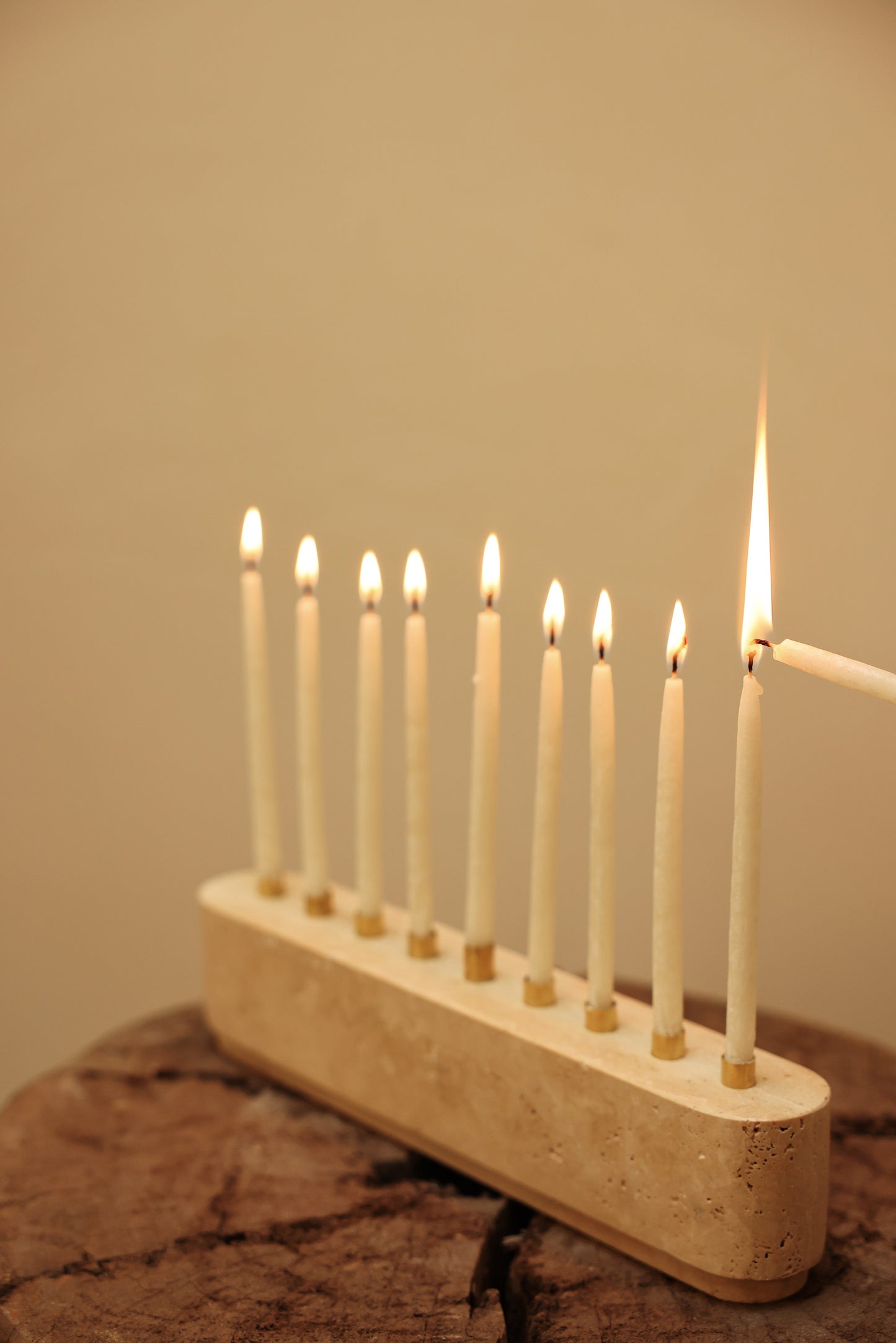 Travertine Candle Menorah