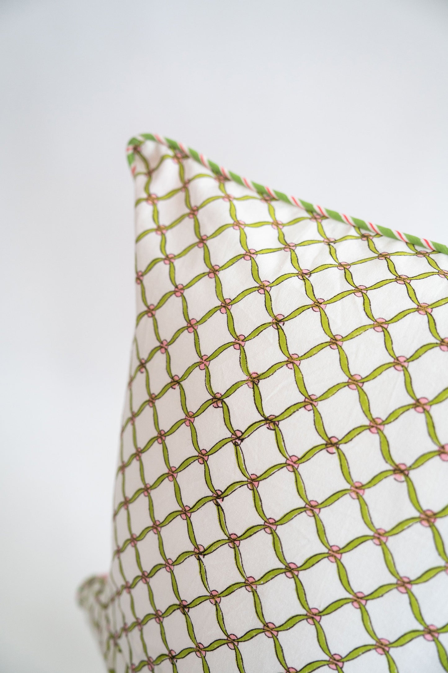 Pink Poppy Blockprint Pillow