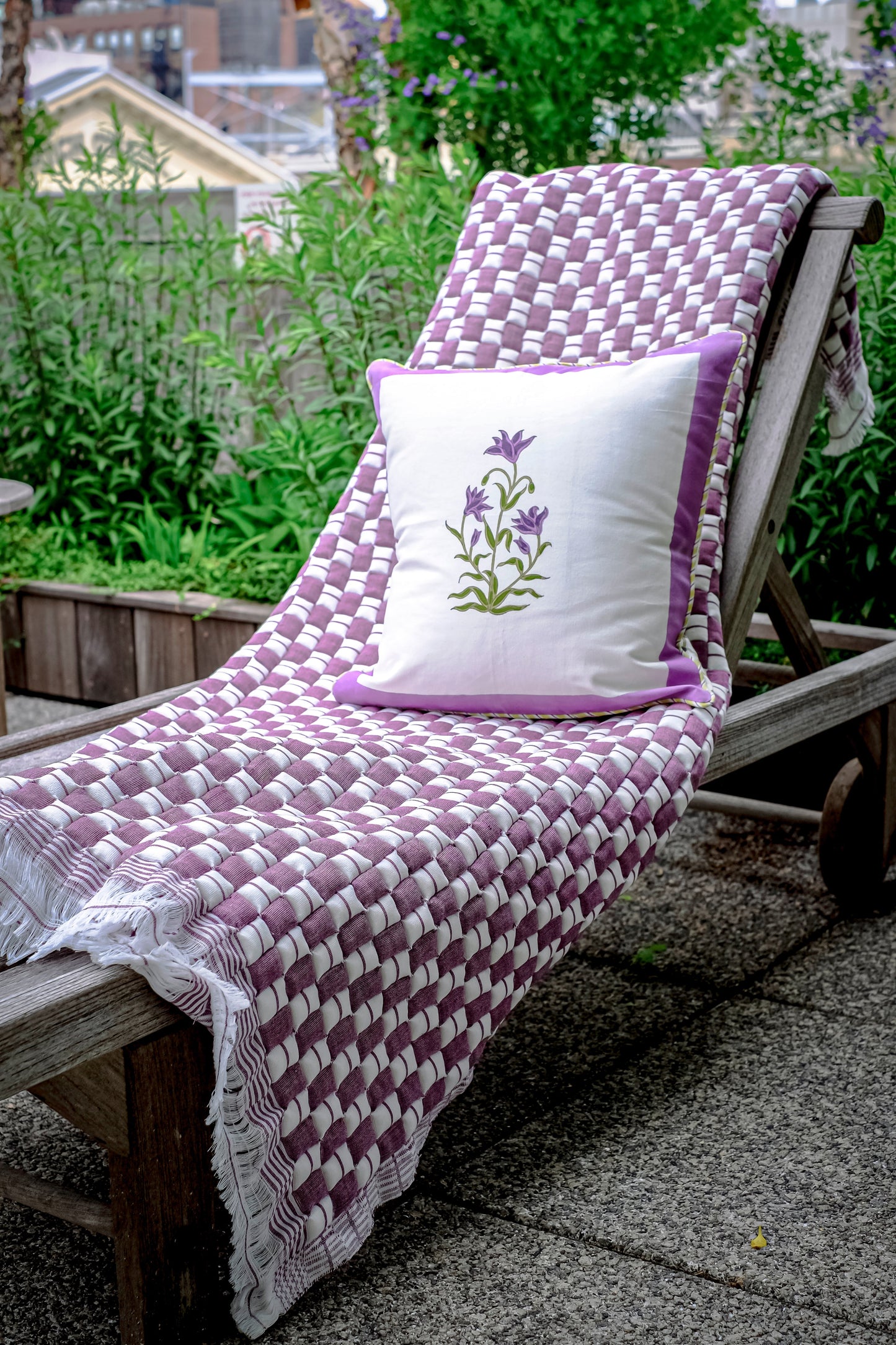 Purple Botanical Study Blockprint Pillow