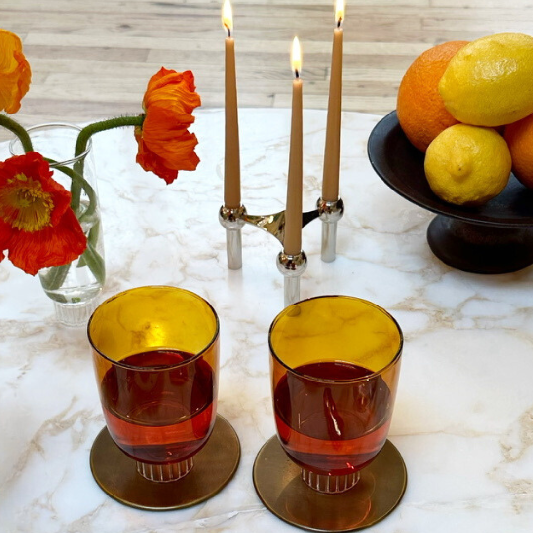 stemless wine glasses amber