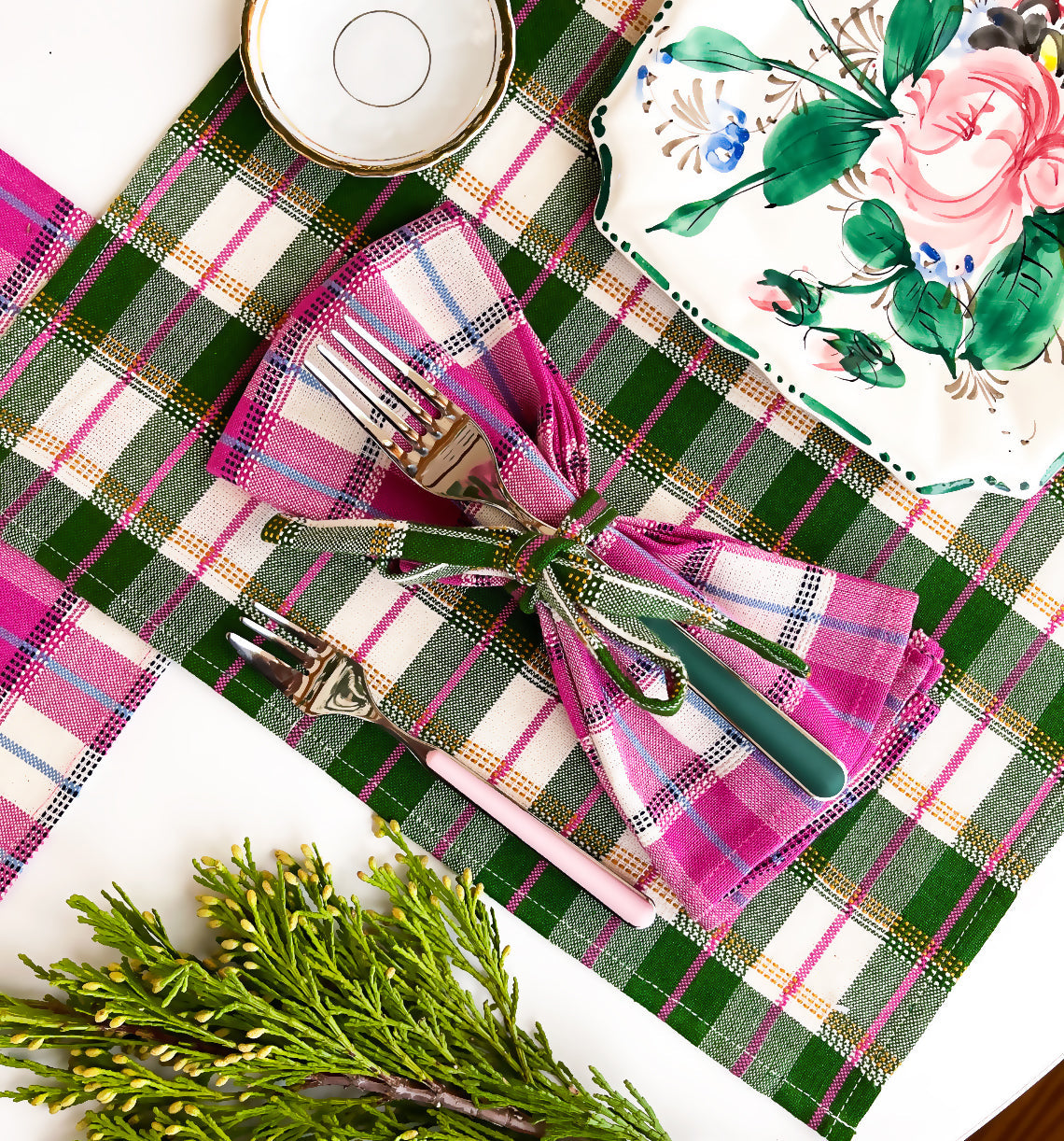 San Andres Gingham Forest & Ivory Placemat