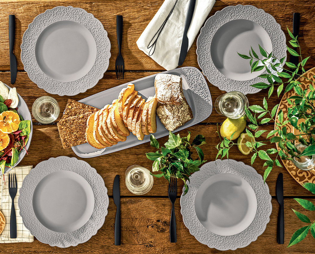 4 PIECE DINNER PLATE SET - WARM GREY
