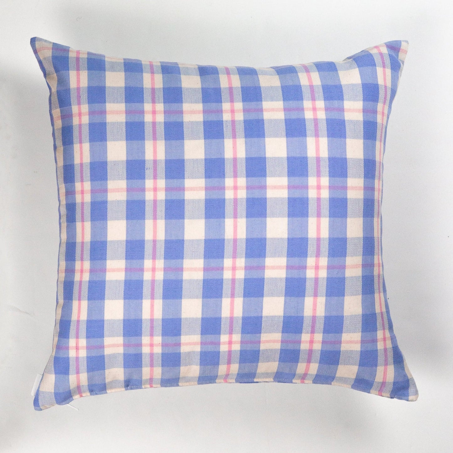 Abigail Plaid Square Pillow in Periwinkle and Pink