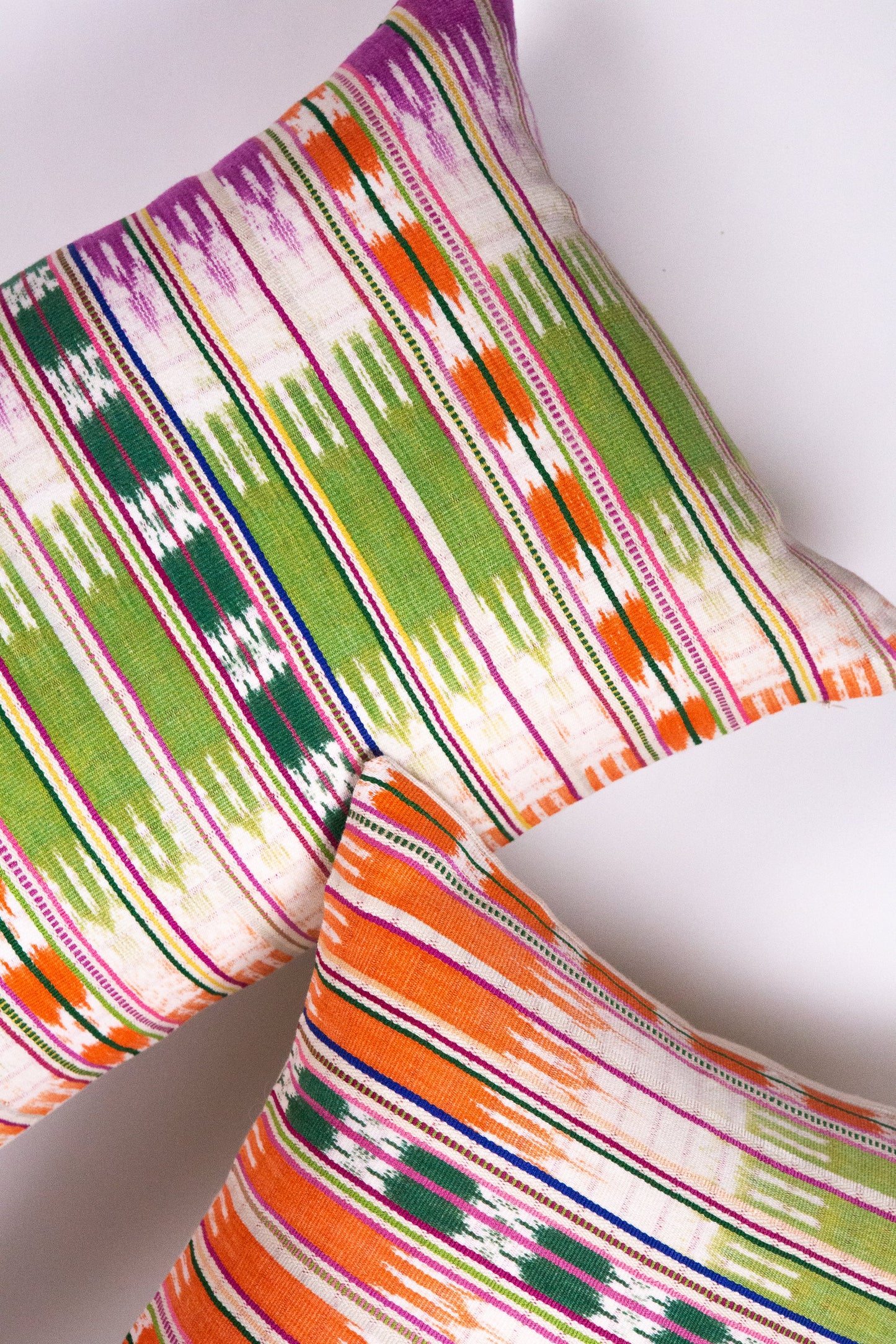 Vintage Ikat Orange and Green Pillow