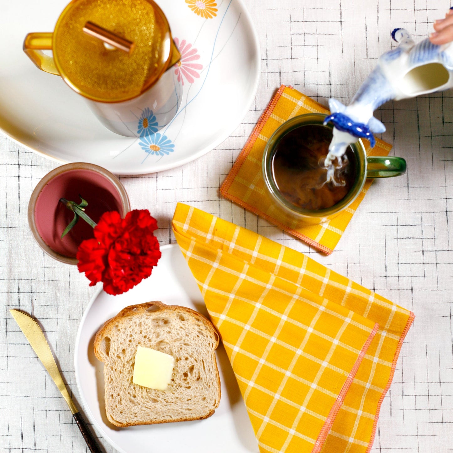 Tepache Yellow Windowpane Cloth Dinner Napkins, Set of 2