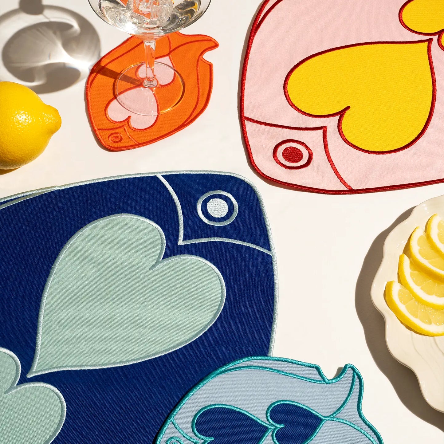 Octaevo Cocktail Coasters - Fish Light Blue (Set of 4)