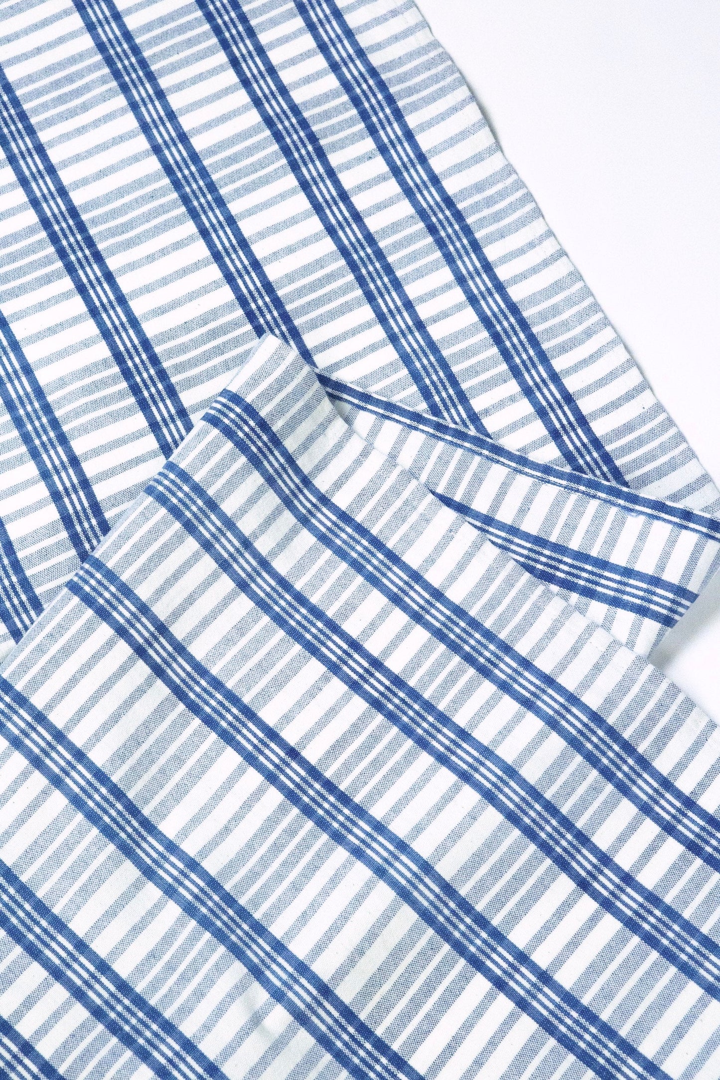 Coco Plaid Table Runner in Natural Indigo