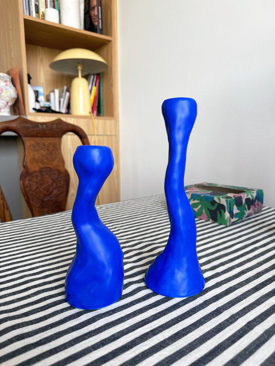 Niki Medium Blue Porcelain Candle Holder