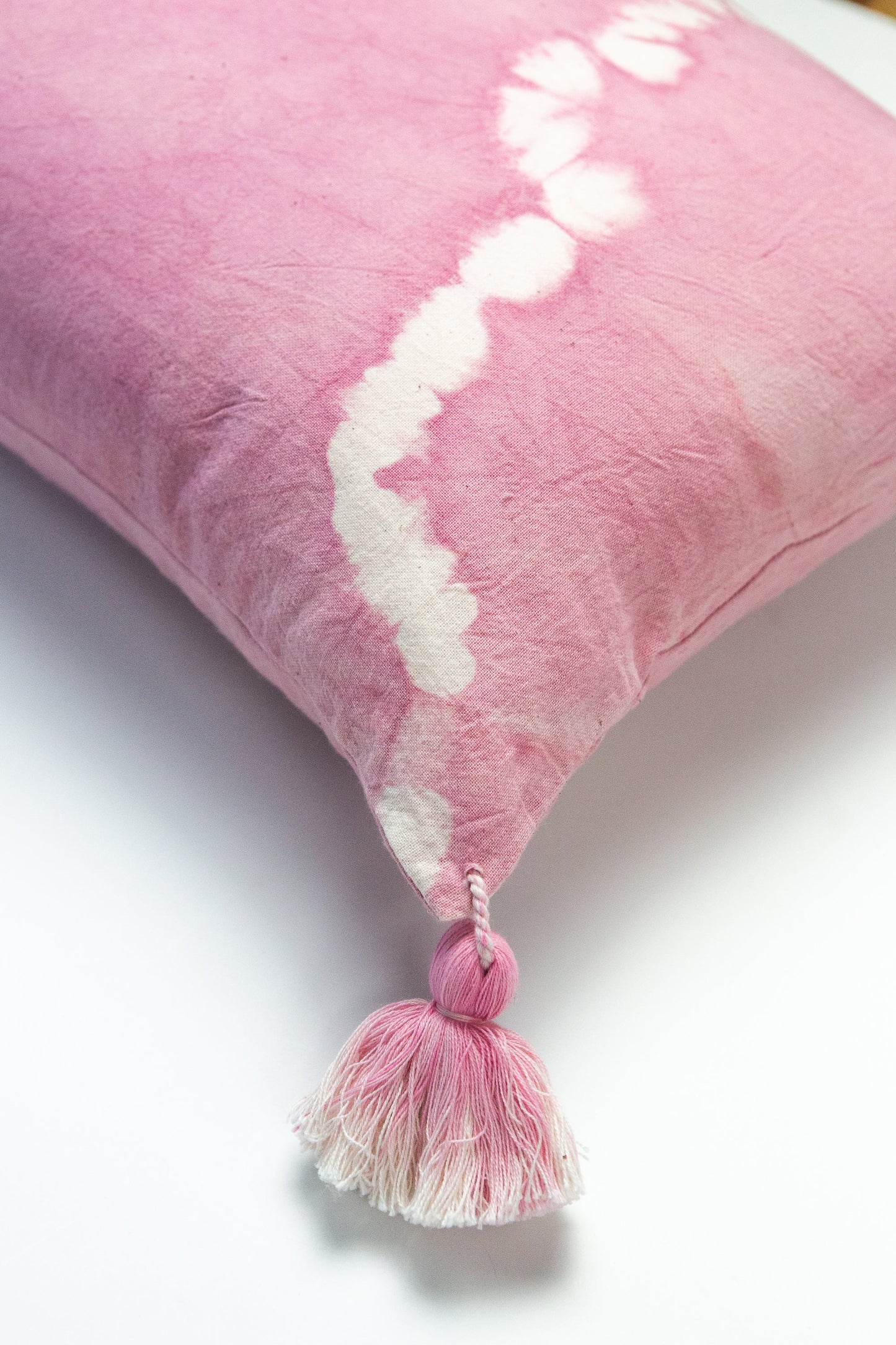 Pink Natural Dyed Shibori Tassel Pillows