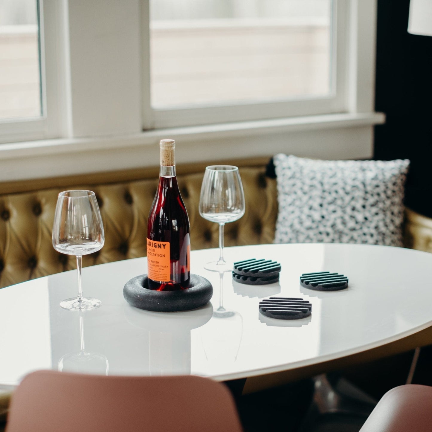 Wine Bottle Coaster | Black Terrazzo - pretti.cool