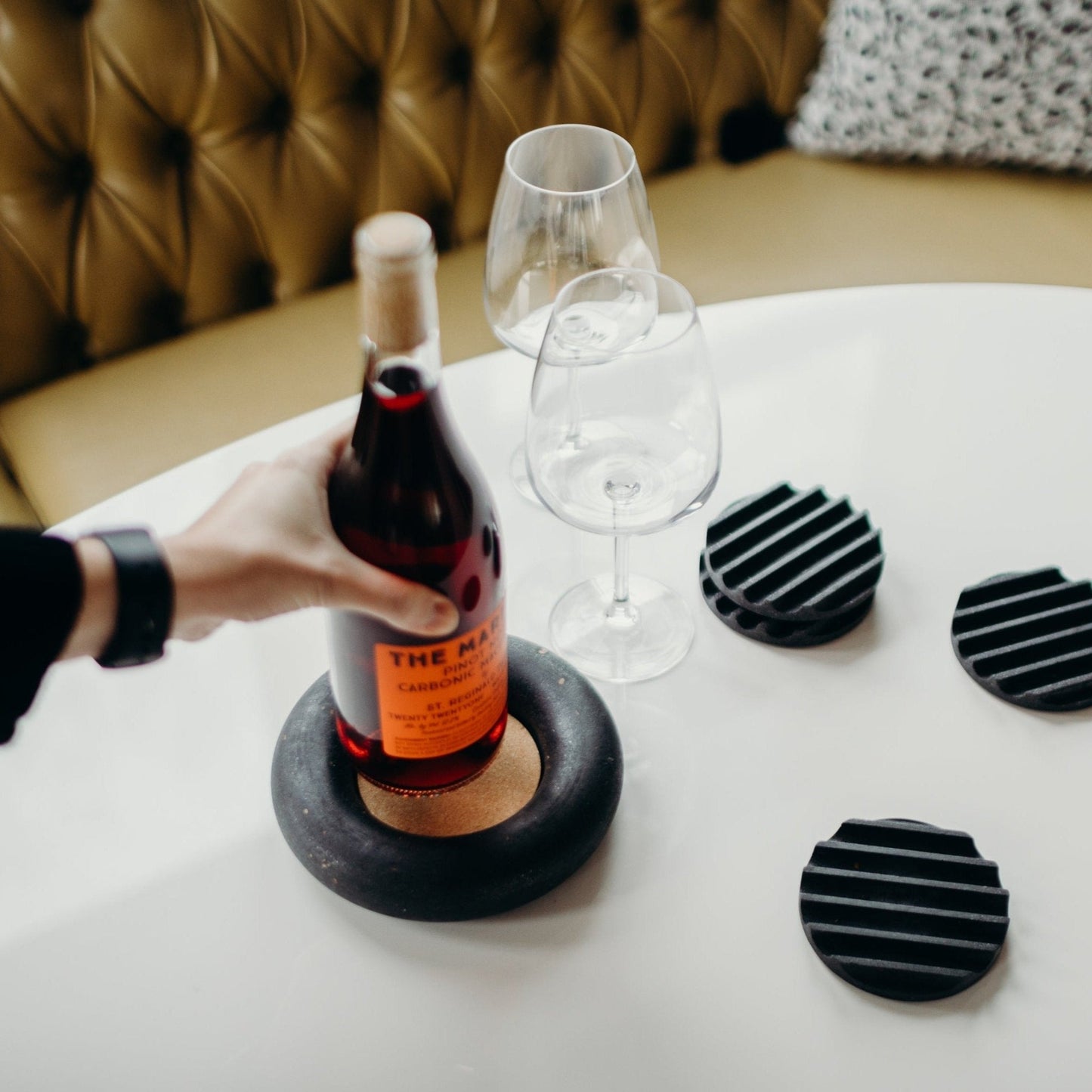 Wine Bottle Coaster | Black Terrazzo - pretti.cool
