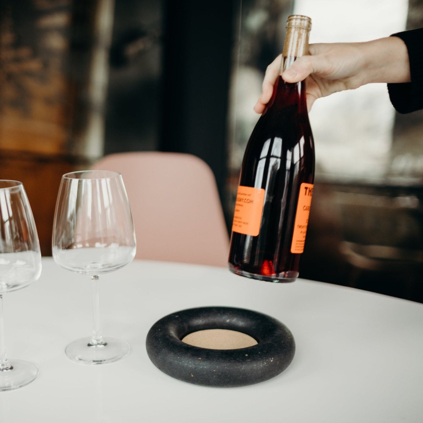 Wine Bottle Coaster | Black Terrazzo - pretti.cool