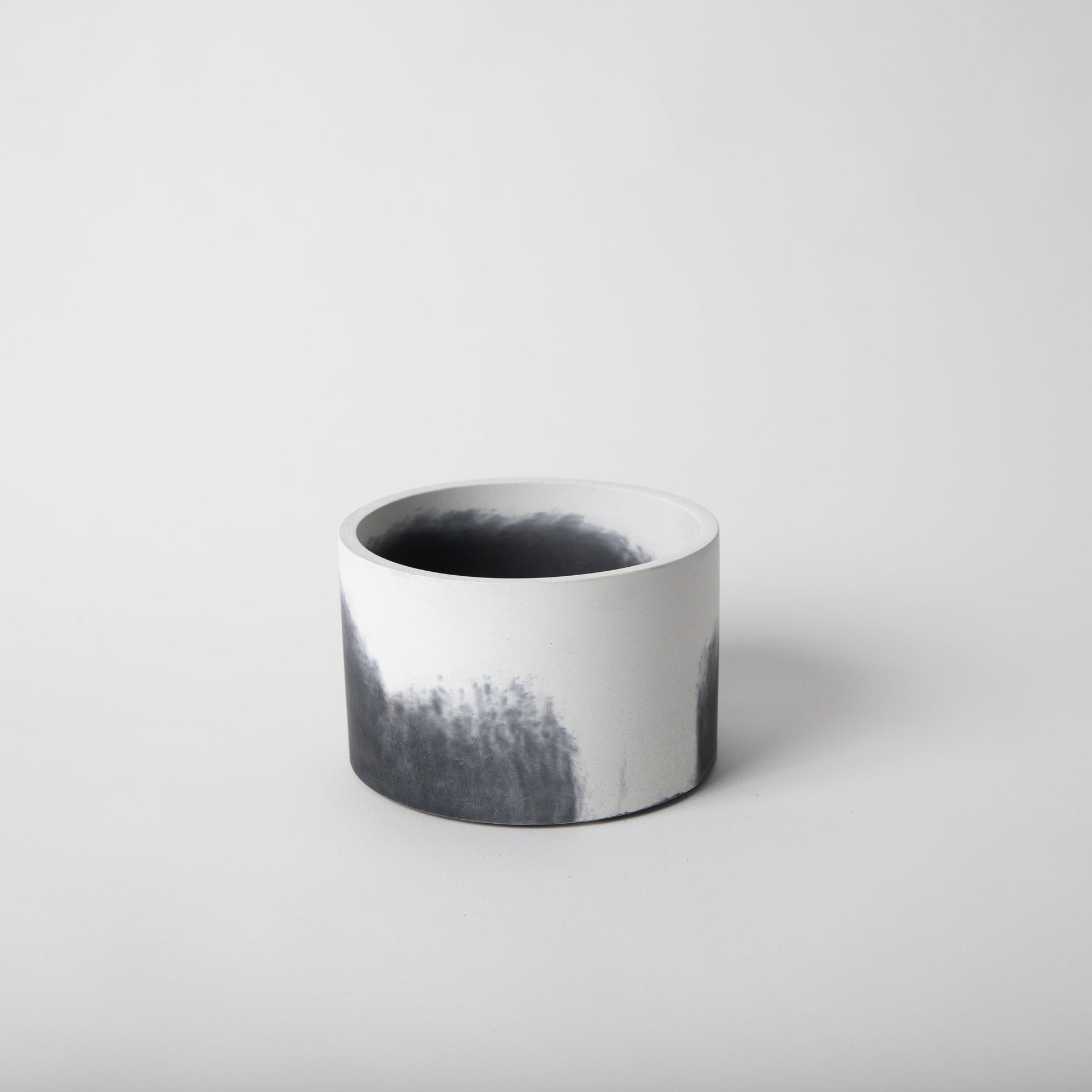 5 inch concrete vessel in black and white.