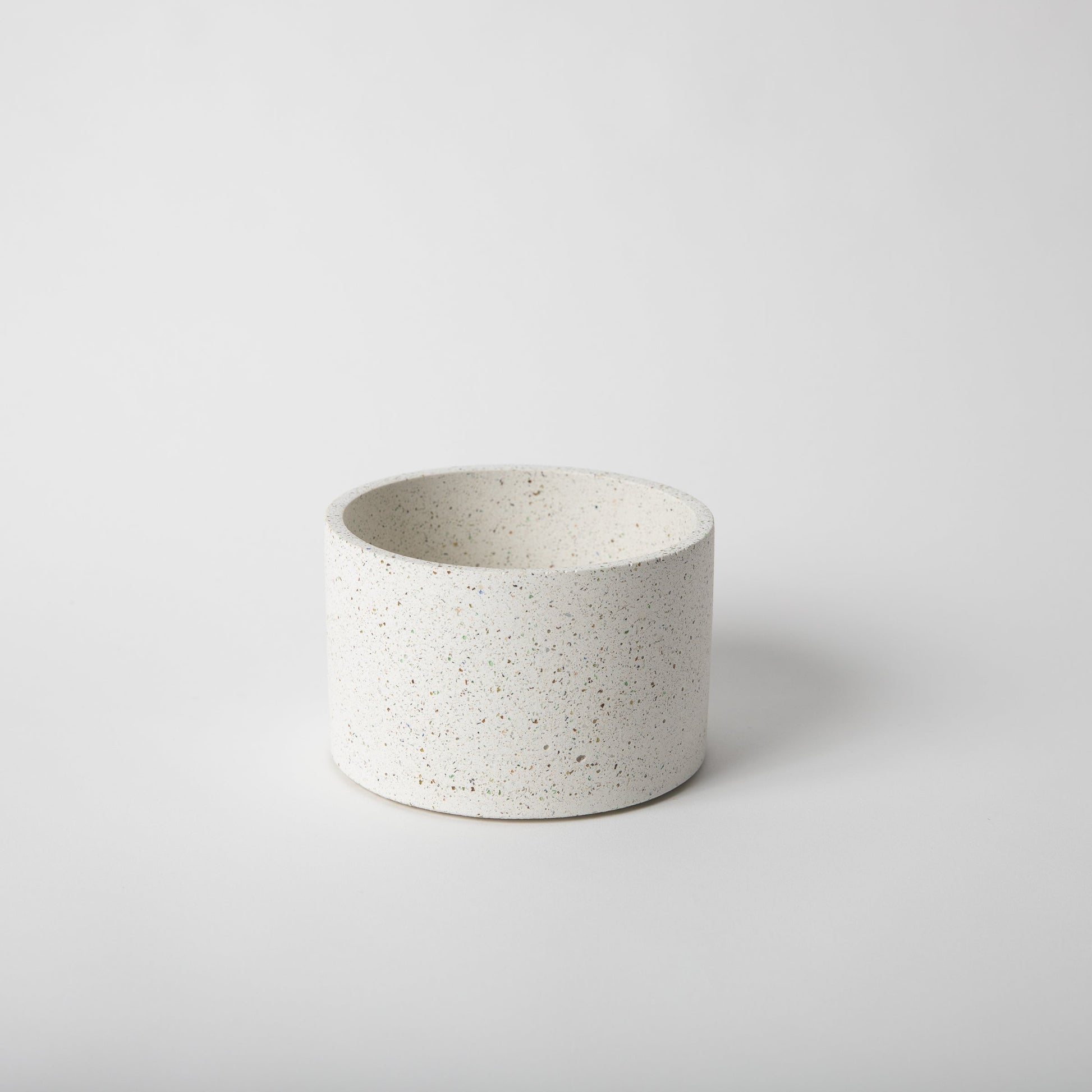 5 inch vessel concrete terrazzo in white.