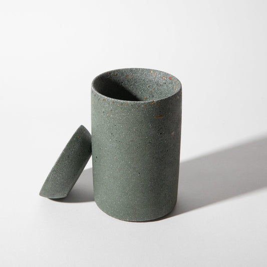 Cotton Swab Holder | Dark Green Terrazzo - pretti.cool