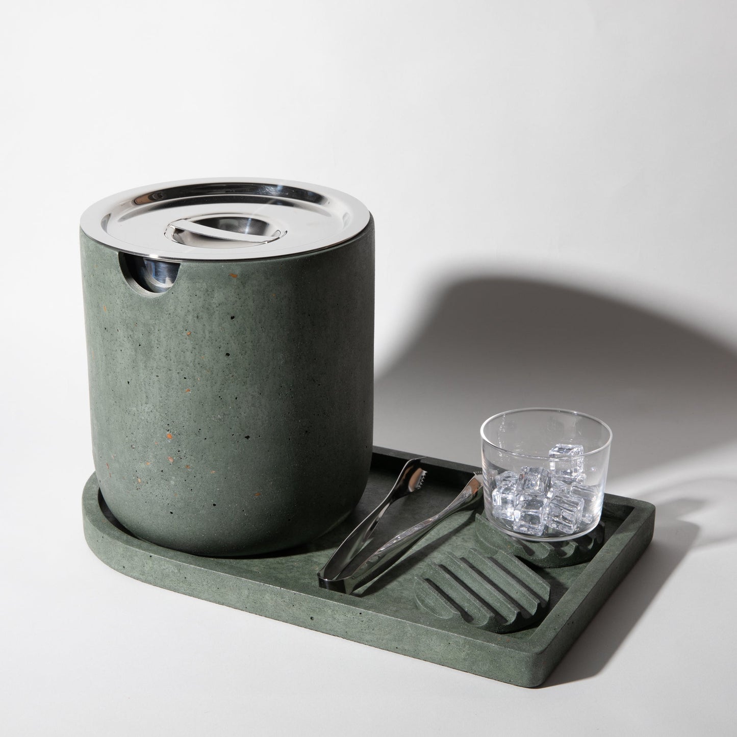 Ice Bucket w/ Tray | Dark Green Terrazzo