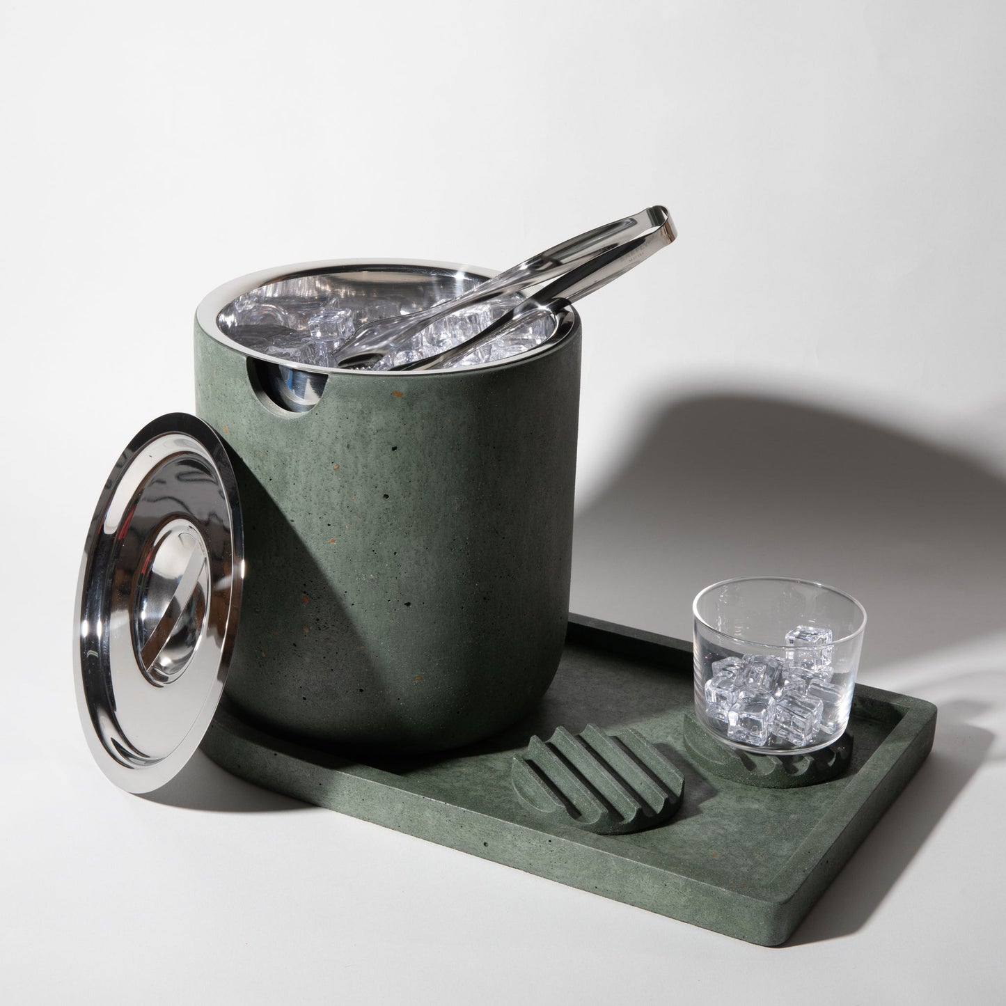 Ice Bucket w/ Tray | Dark Green Terrazzo