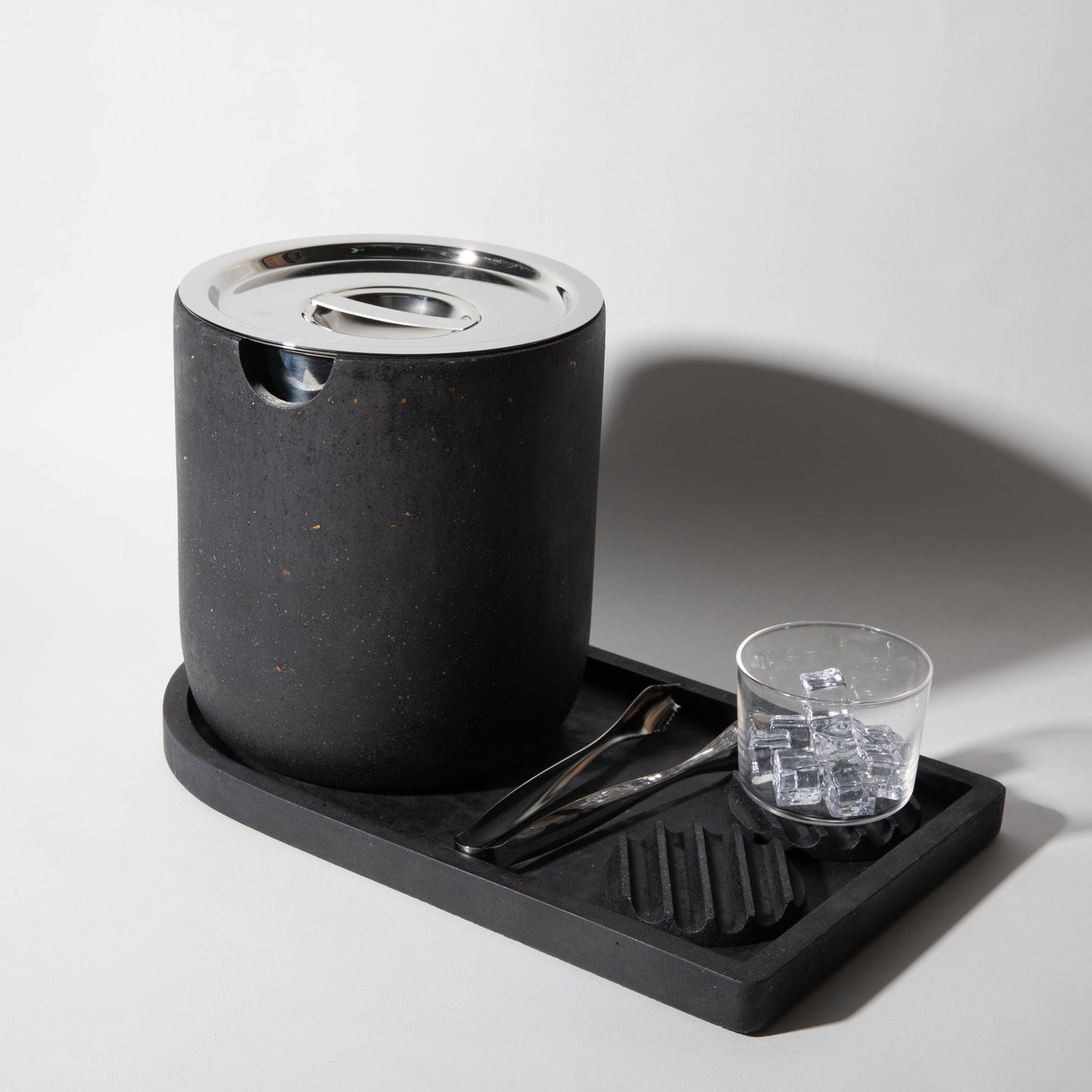 Ice Bucket w/ Tray | Black Terrazzo