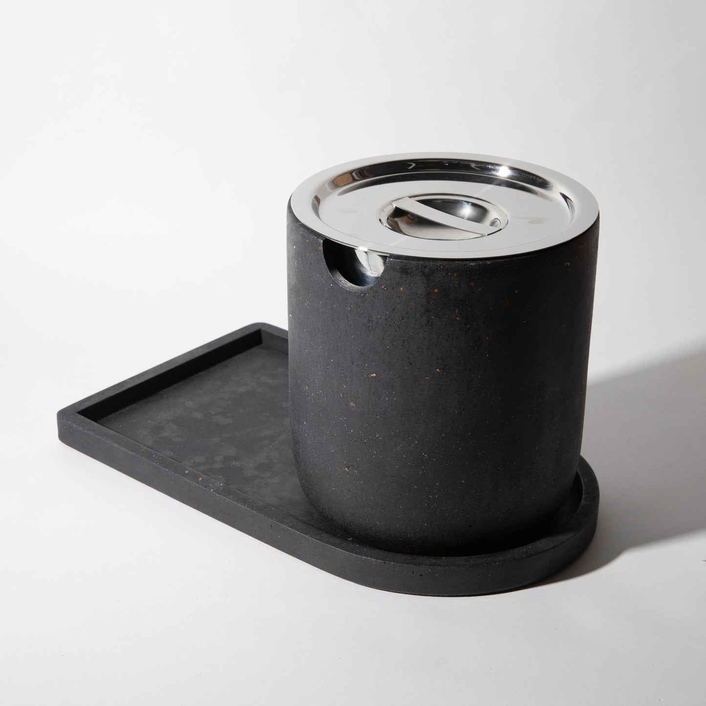Ice Bucket w/ Tray | Black Terrazzo