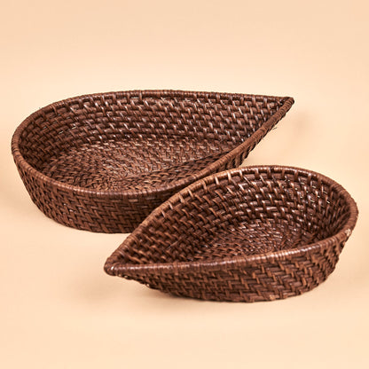 Luntian Leaf Nesting Rattan Baskets, Set of 2