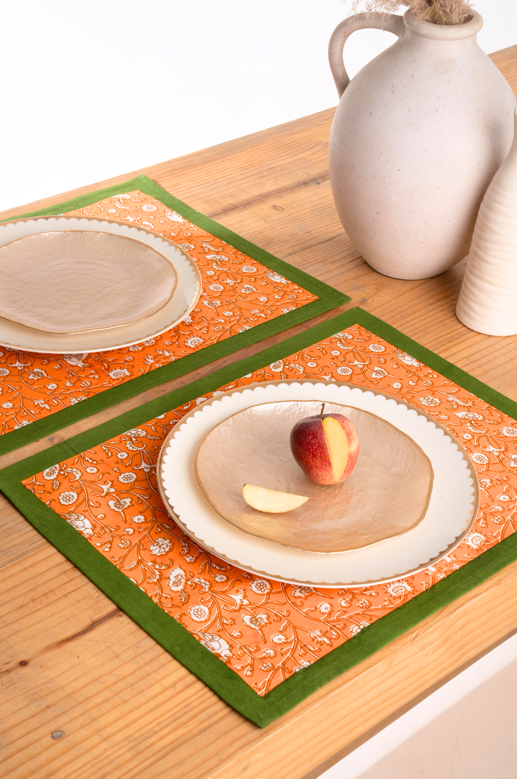 Birds of a Feather Orange Blockprint Placemat