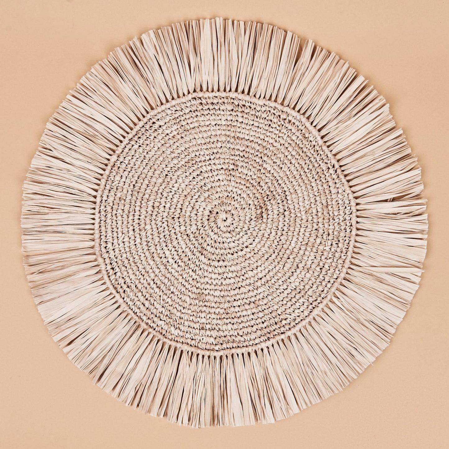 Pahiyas Woven Raffia Fringe Placemats Natural, Set of 2